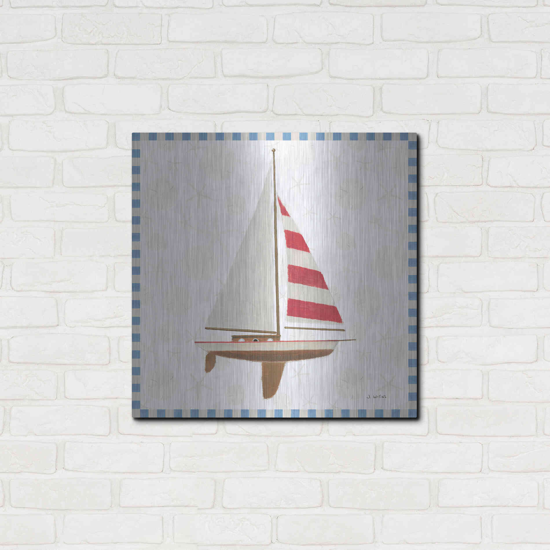 Luxe Metal Art 'Beach Days IV' by James Wiens, Metal Wall Art,24x24