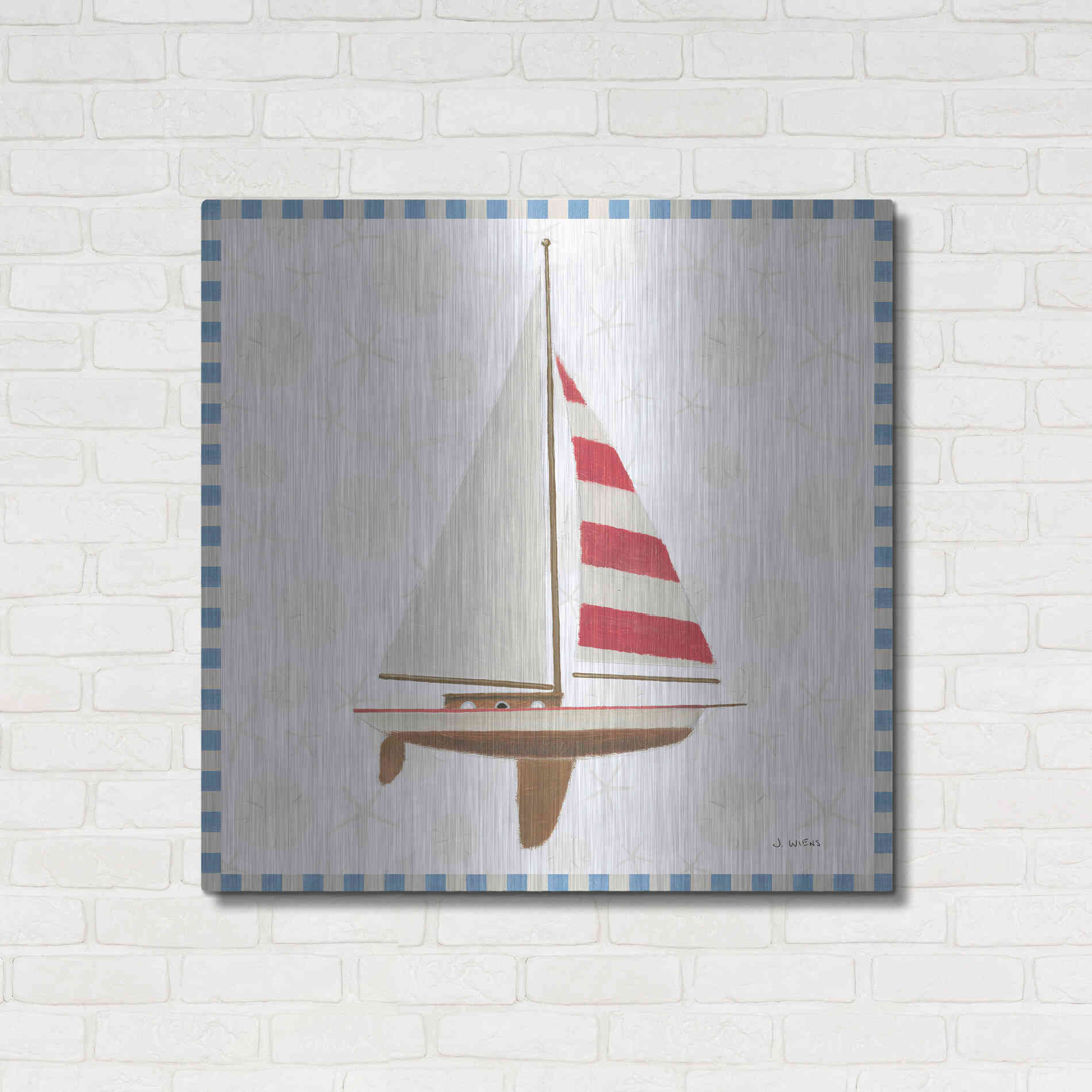 Luxe Metal Art 'Beach Days IV' by James Wiens, Metal Wall Art,36x36