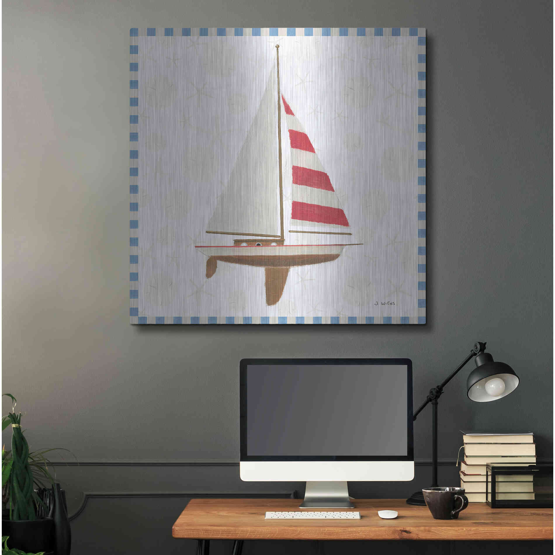 Luxe Metal Art 'Beach Days IV' by James Wiens, Metal Wall Art,36x36