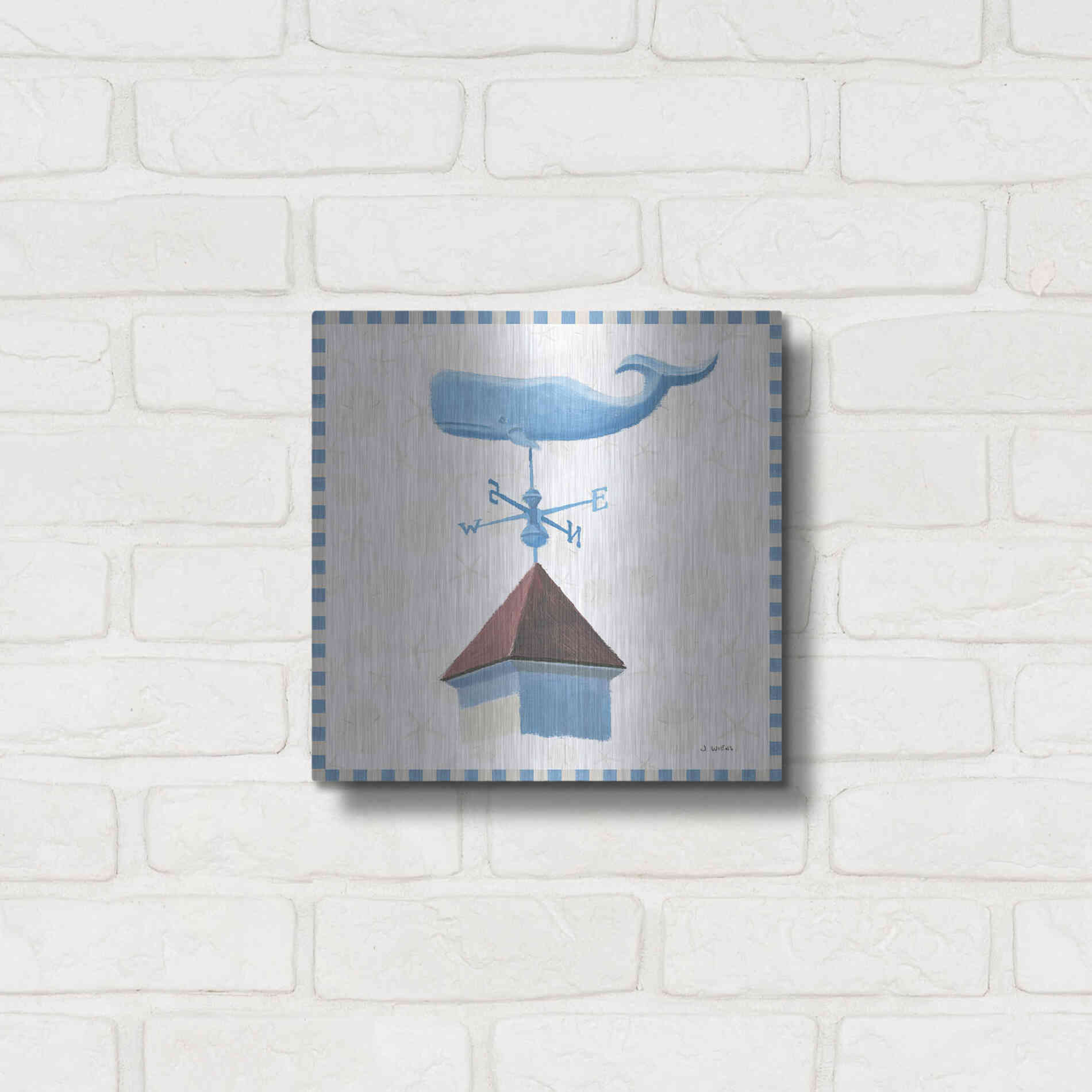 Luxe Metal Art 'Beach Days V' by James Wiens, Metal Wall Art,12x12