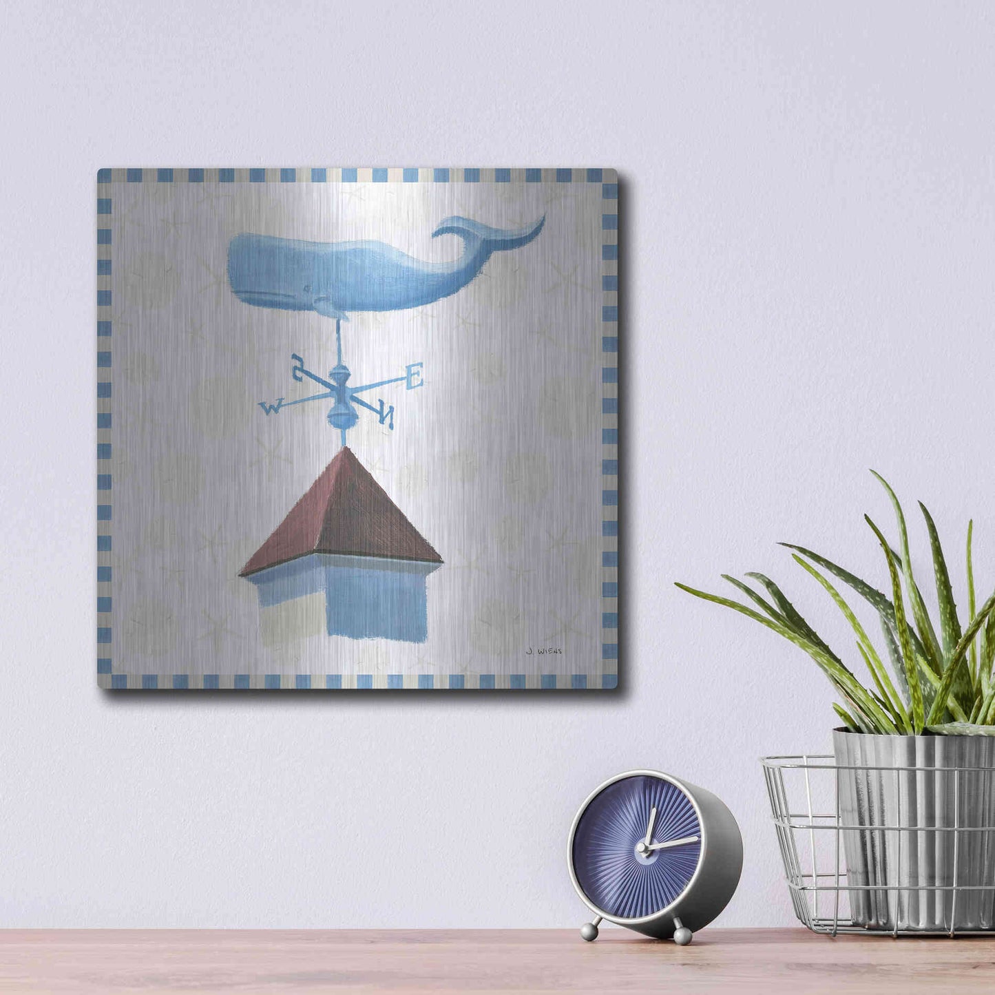 Luxe Metal Art 'Beach Days V' by James Wiens, Metal Wall Art,12x12