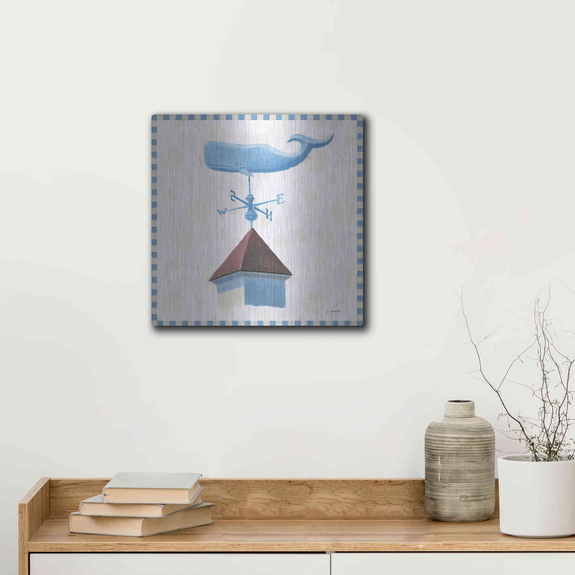 Luxe Metal Art 'Beach Days V' by James Wiens, Metal Wall Art,12x12