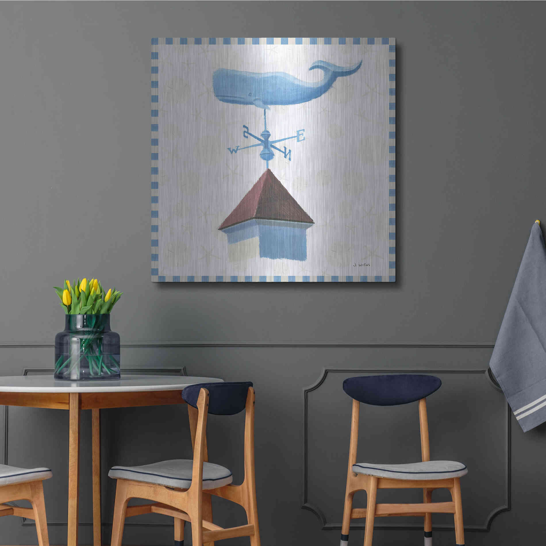 Luxe Metal Art 'Beach Days V' by James Wiens, Metal Wall Art,36x36