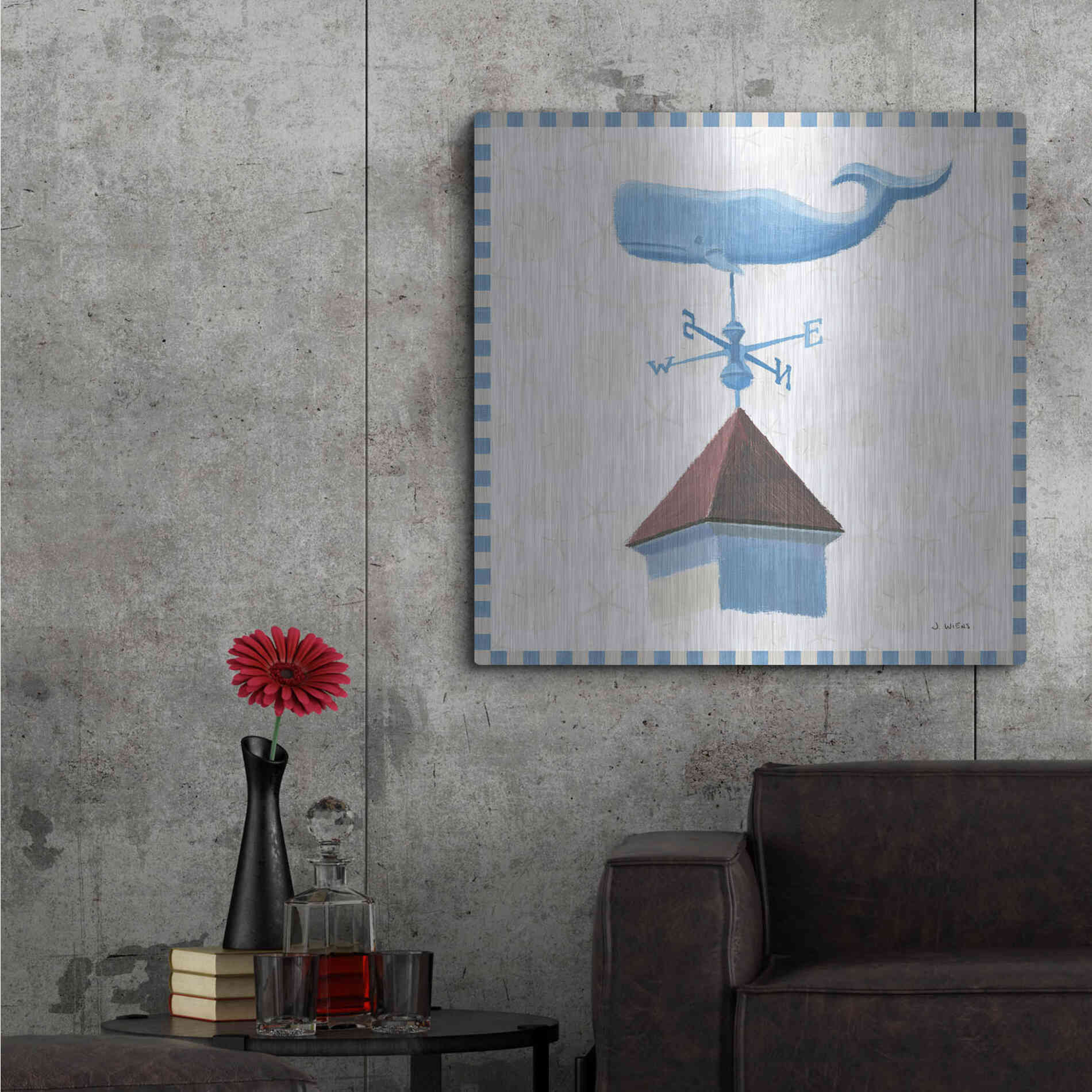 Luxe Metal Art 'Beach Days V' by James Wiens, Metal Wall Art,36x36