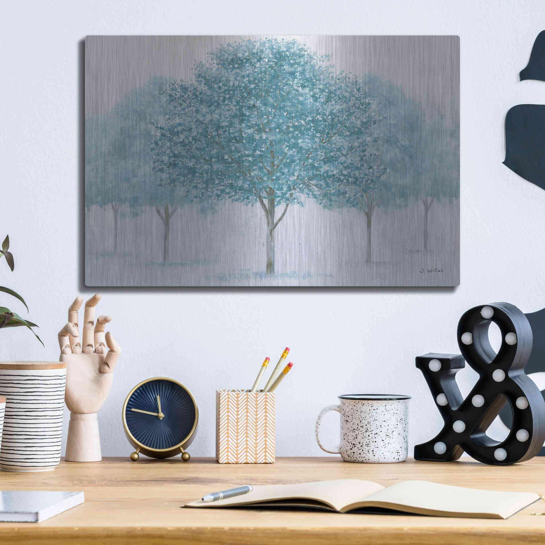 Luxe Metal Art 'Peaceful Grove' by James Wiens, Metal Wall Art,16x12