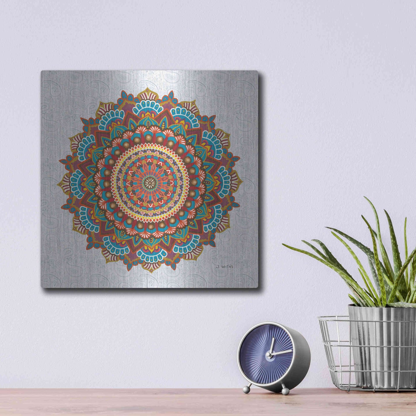 Luxe Metal Art 'Mandala Dream' by James Wiens, Metal Wall Art,12x12
