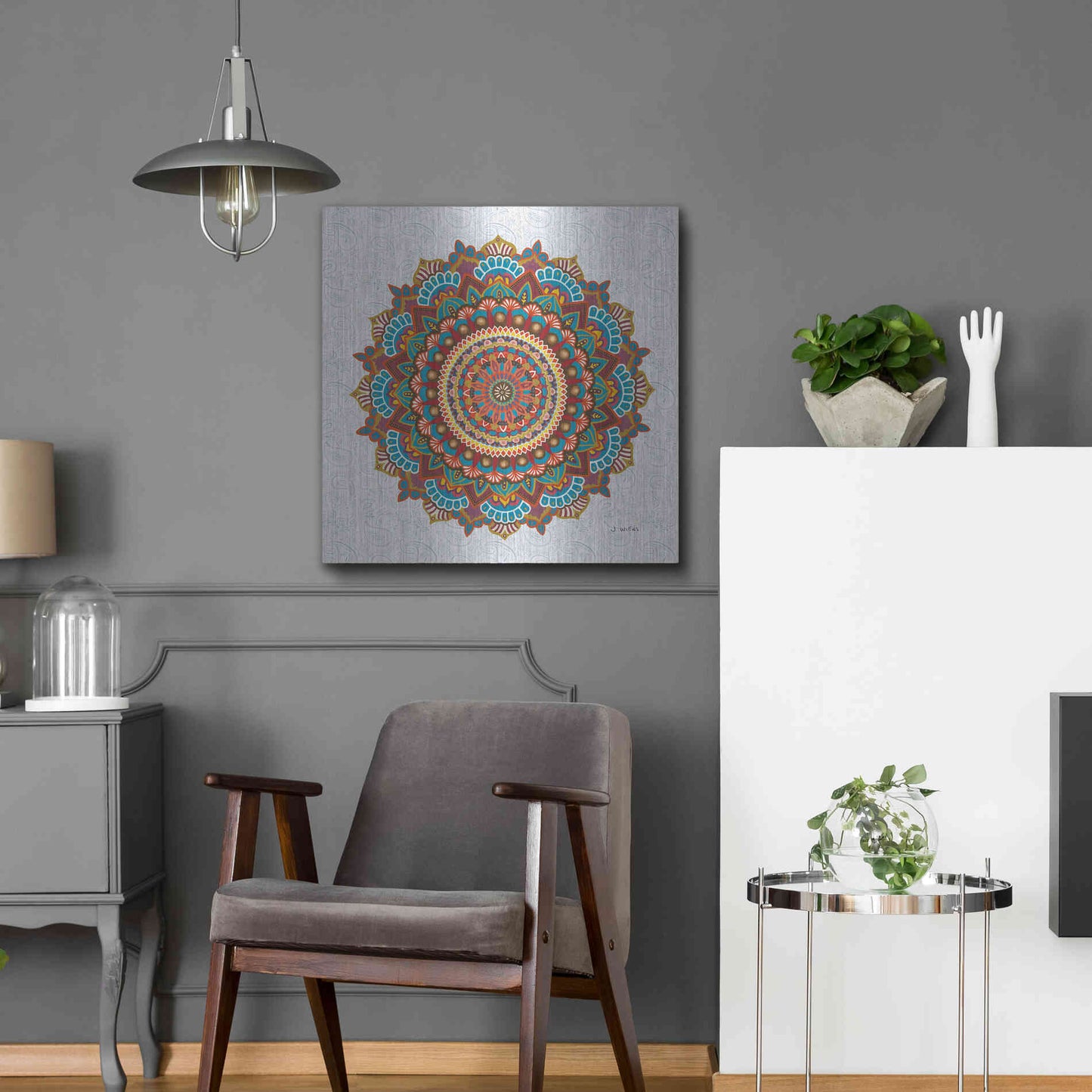 Luxe Metal Art 'Mandala Dream' by James Wiens, Metal Wall Art,24x24