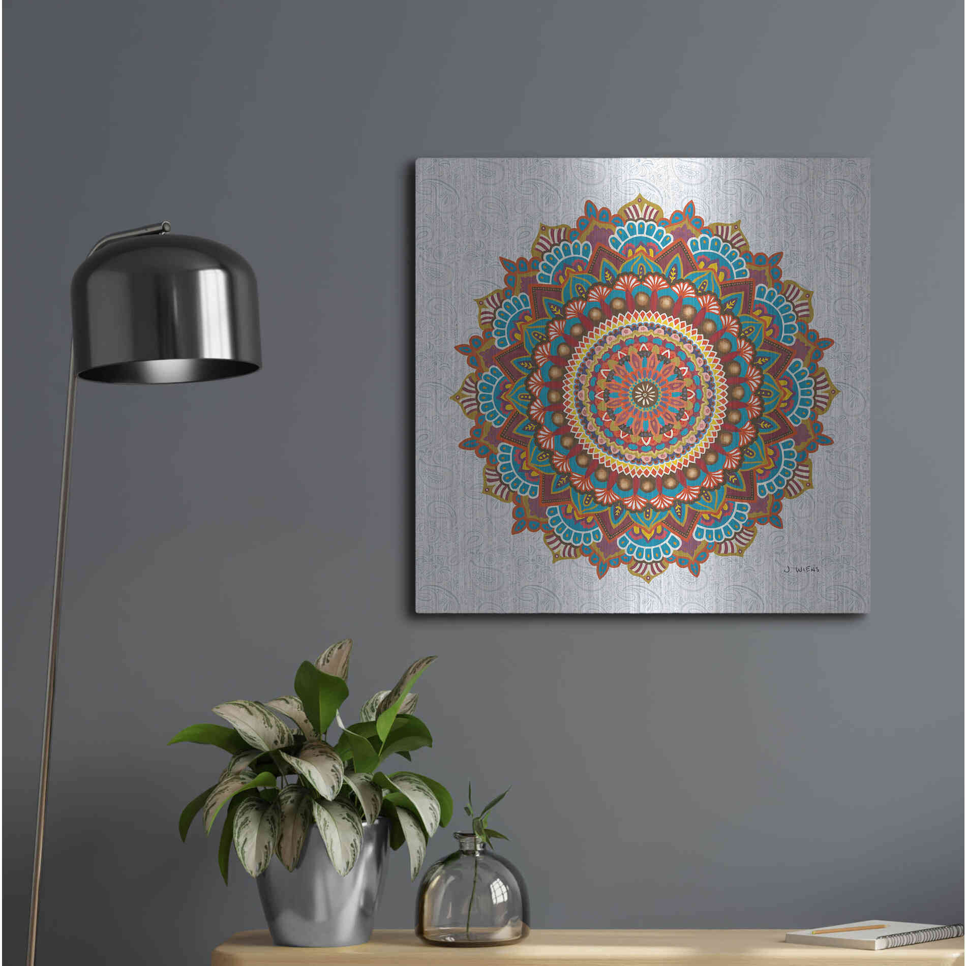Luxe Metal Art 'Mandala Dream' by James Wiens, Metal Wall Art,24x24