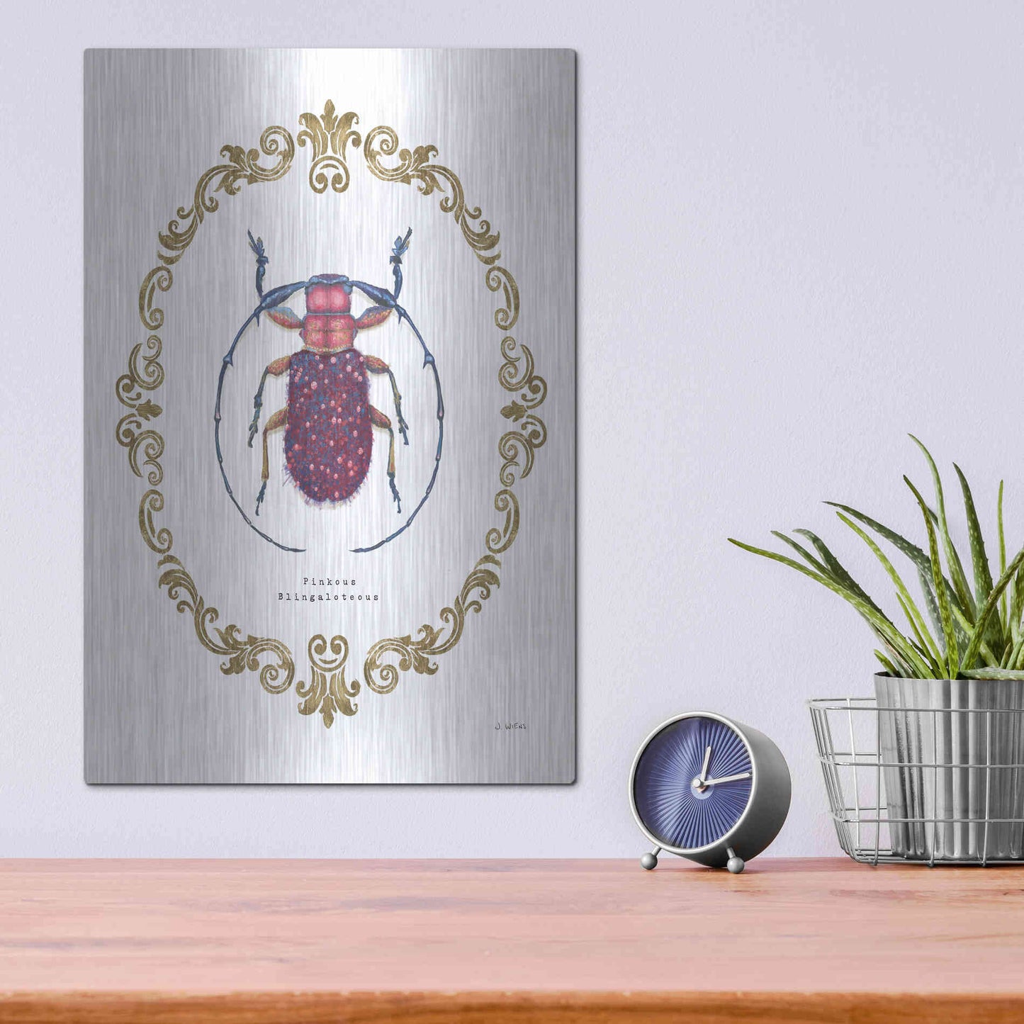 Luxe Metal Art 'Adorning Coleoptera II' by James Wiens, Metal Wall Art,12x16