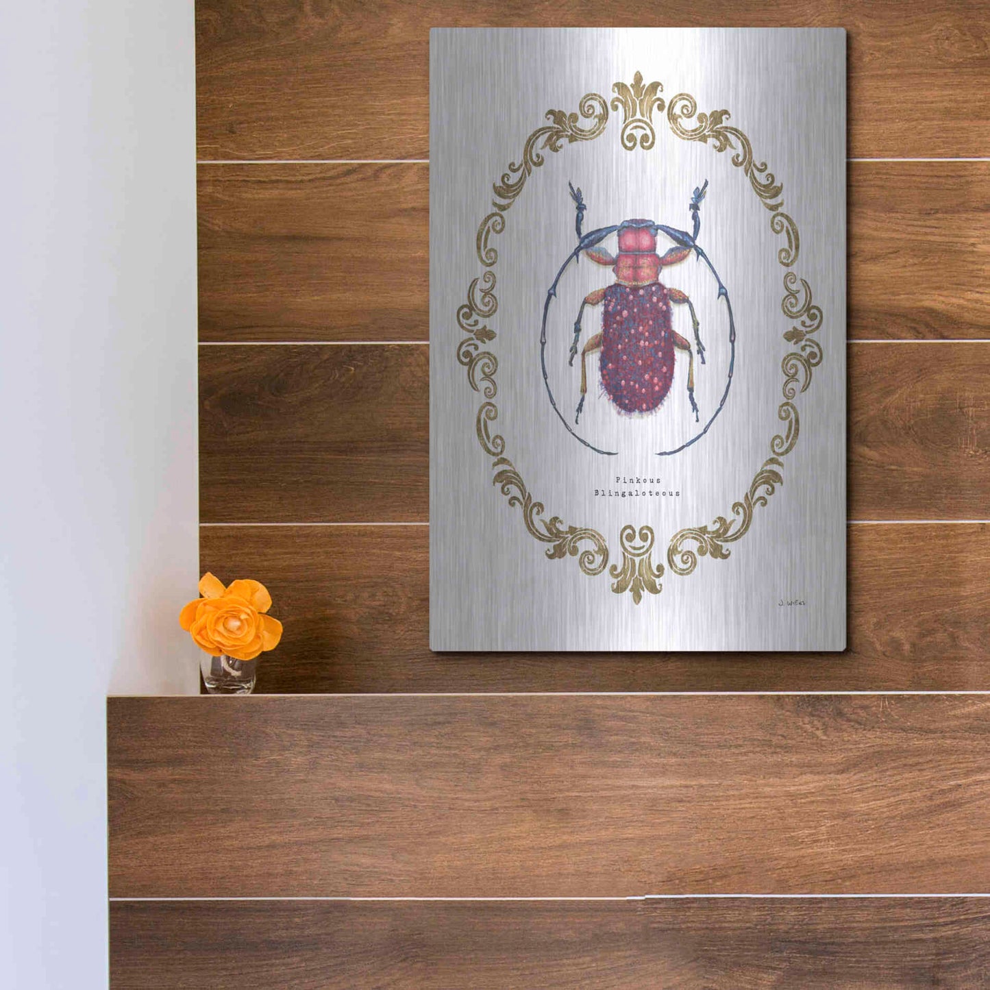 Luxe Metal Art 'Adorning Coleoptera II' by James Wiens, Metal Wall Art,12x16