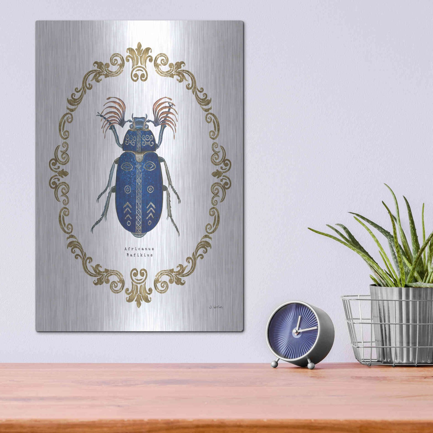 Luxe Metal Art 'Adorning Coleoptera III' by James Wiens, Metal Wall Art,12x16