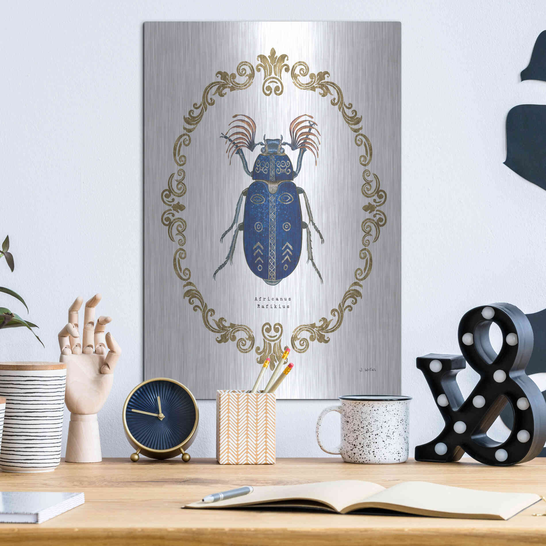 Luxe Metal Art 'Adorning Coleoptera III' by James Wiens, Metal Wall Art,12x16