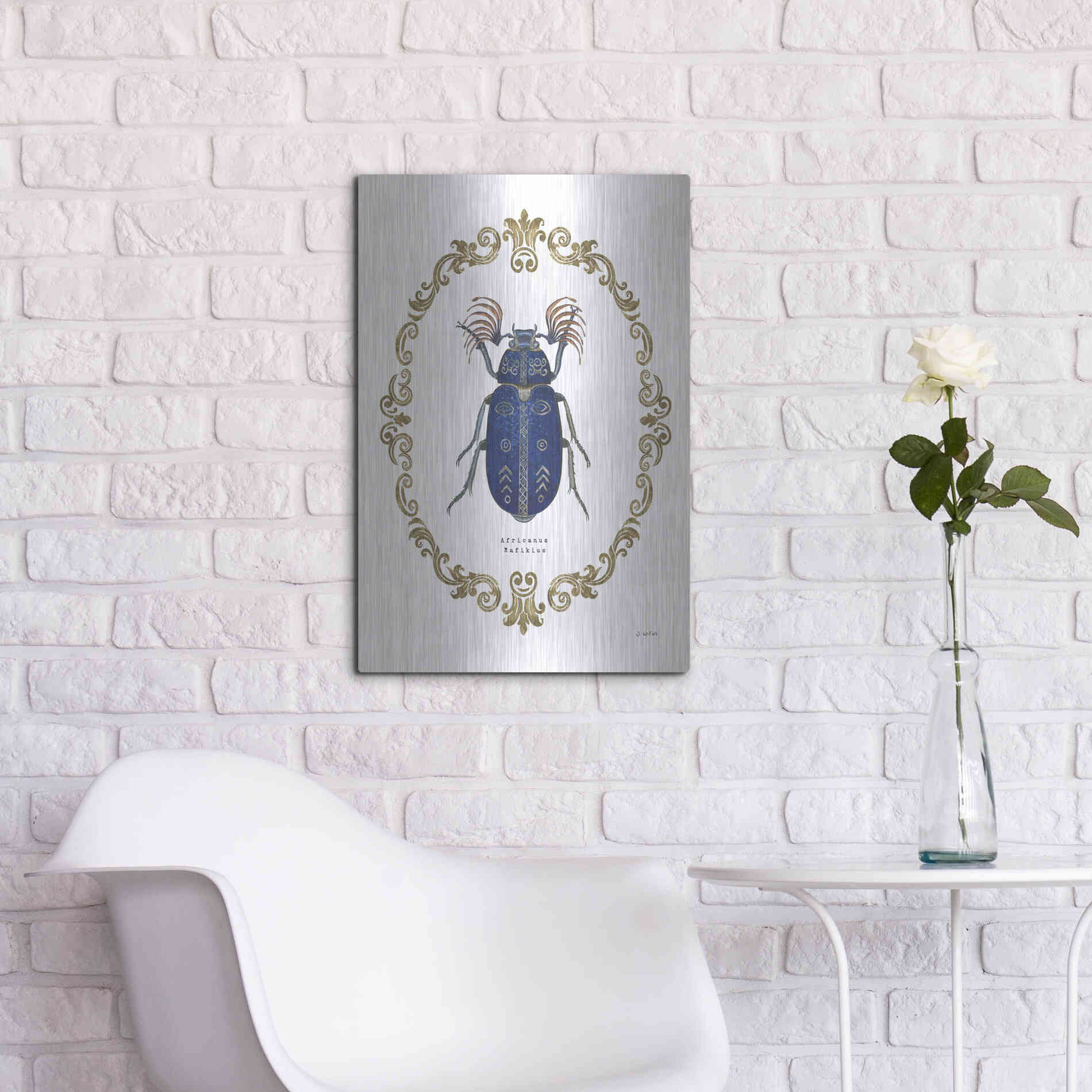Luxe Metal Art 'Adorning Coleoptera III' by James Wiens, Metal Wall Art,16x24