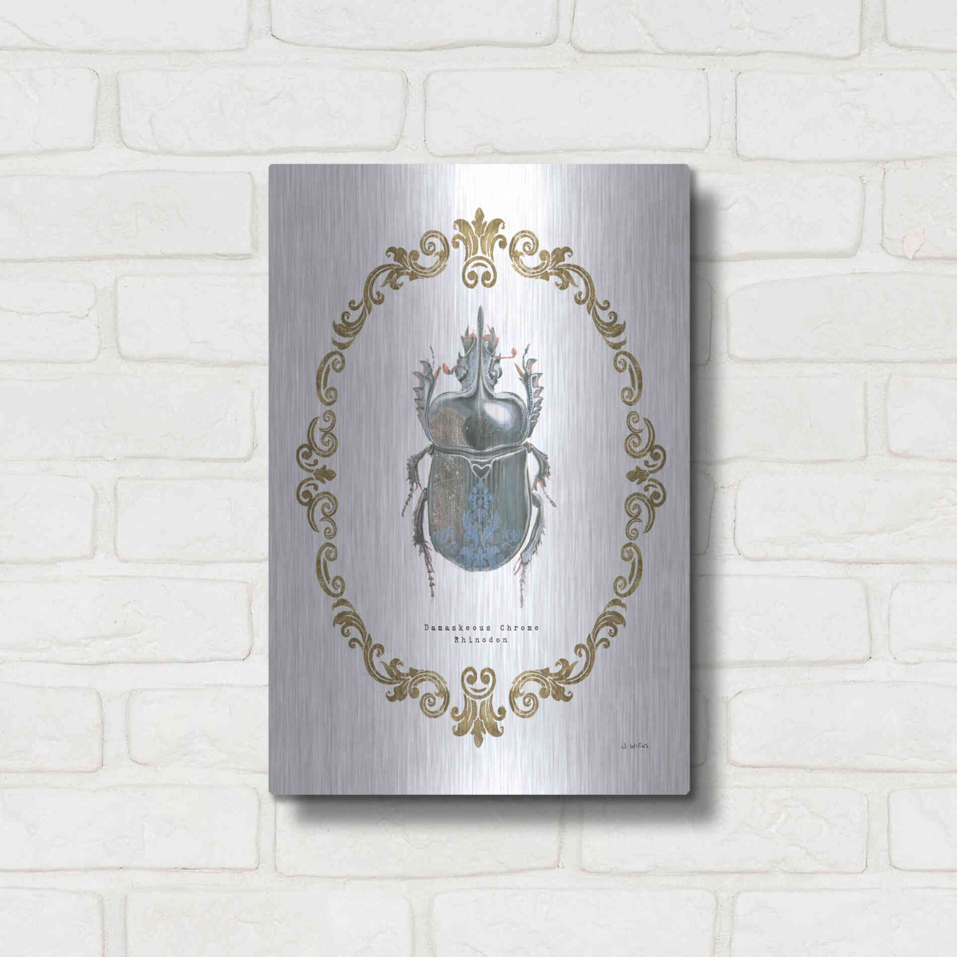 Luxe Metal Art 'Adorning Coleoptera IV' by James Wiens, Metal Wall Art,12x16