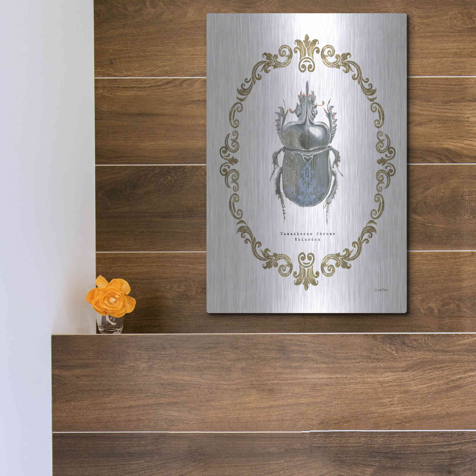 Luxe Metal Art 'Adorning Coleoptera IV' by James Wiens, Metal Wall Art,12x16