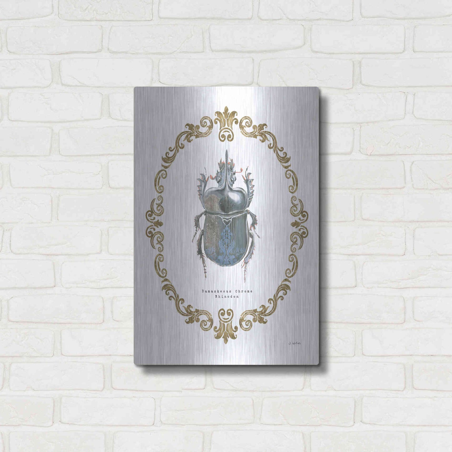 Luxe Metal Art 'Adorning Coleoptera IV' by James Wiens, Metal Wall Art,16x24