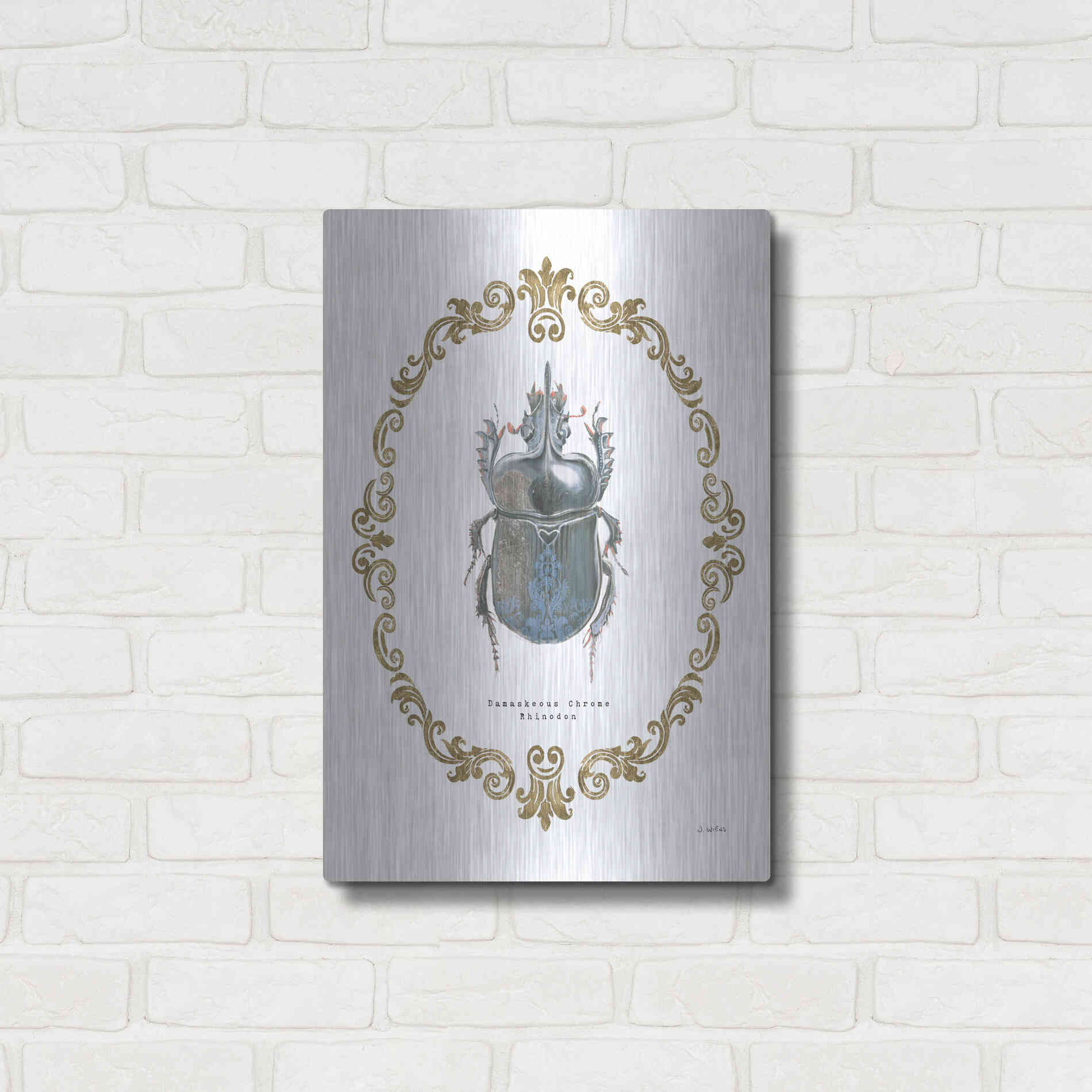 Luxe Metal Art 'Adorning Coleoptera IV' by James Wiens, Metal Wall Art,16x24