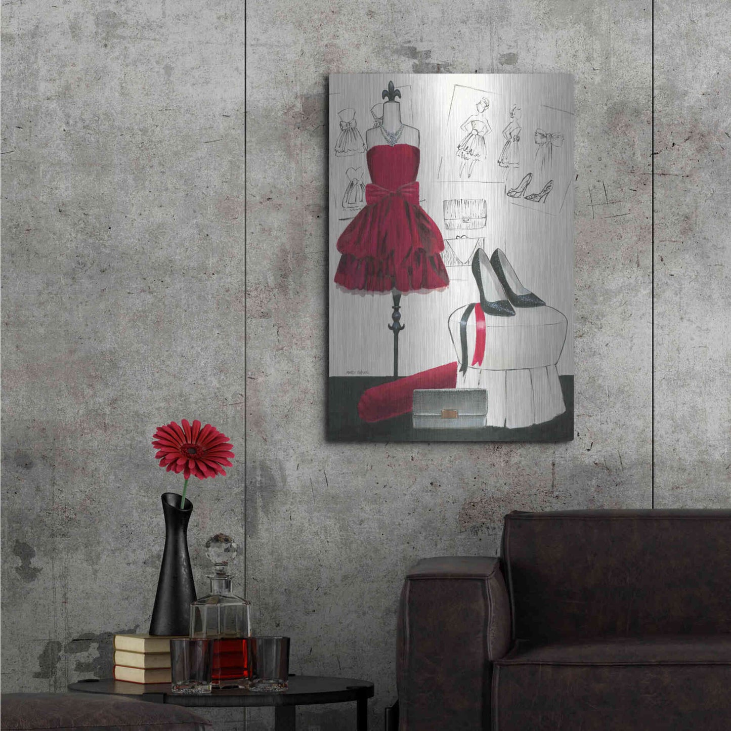 Luxe Metal Art 'Dress Fitting II' by Marco Fabiano, Metal Wall Art,24x36