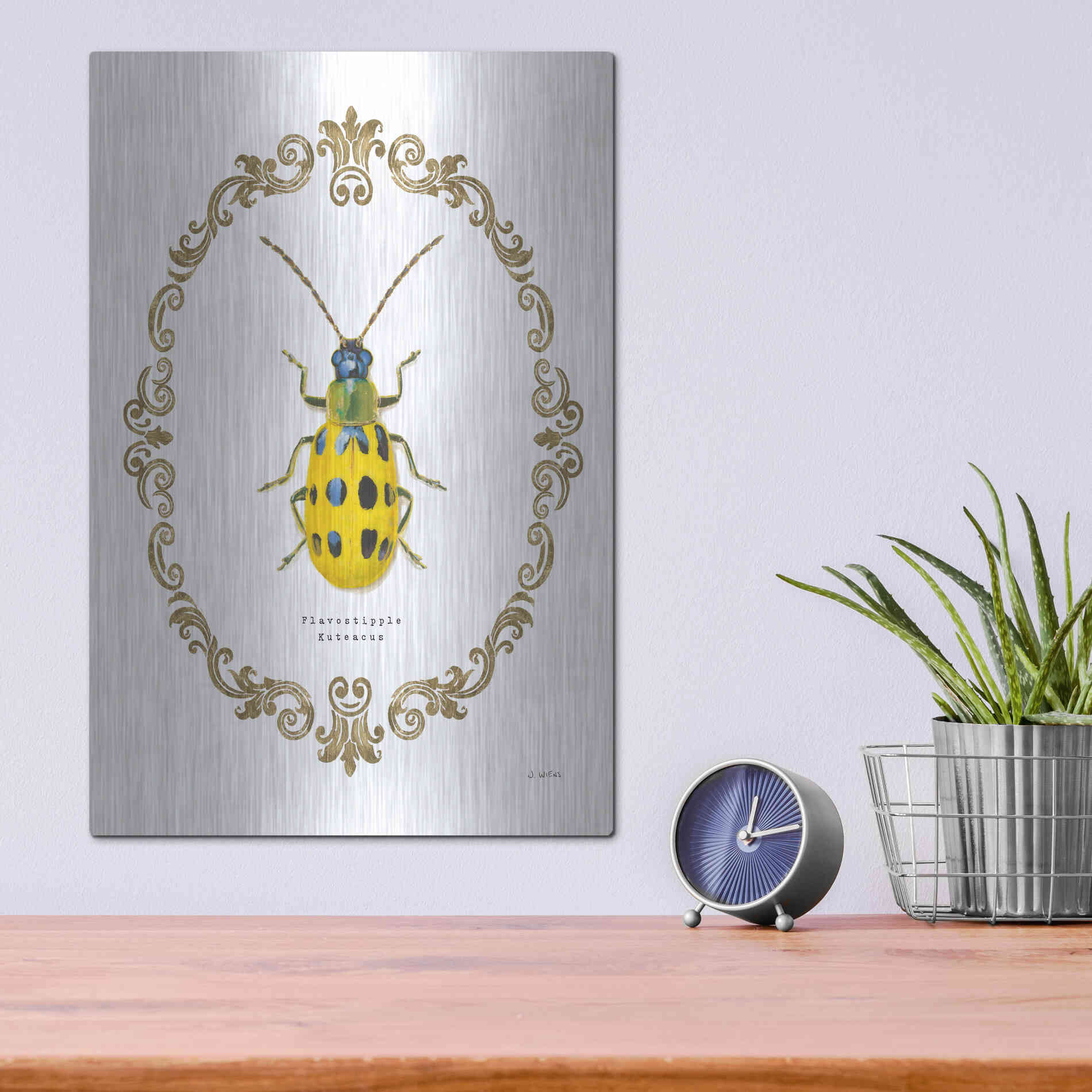 Luxe Metal Art 'Adorning Coleoptera VII' by James Wiens, Metal Wall Art,12x16