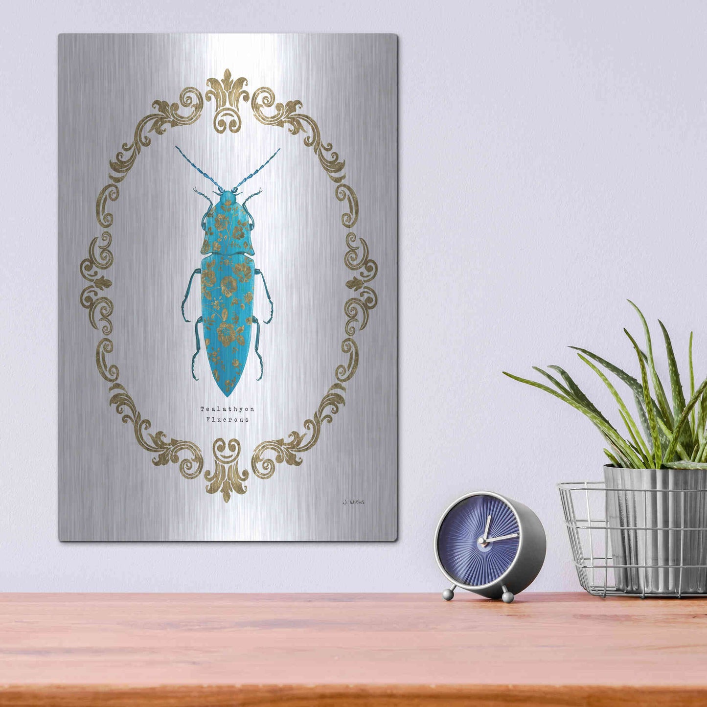 Luxe Metal Art 'Adorning Coleoptera VIII' by James Wiens, Metal Wall Art,12x16