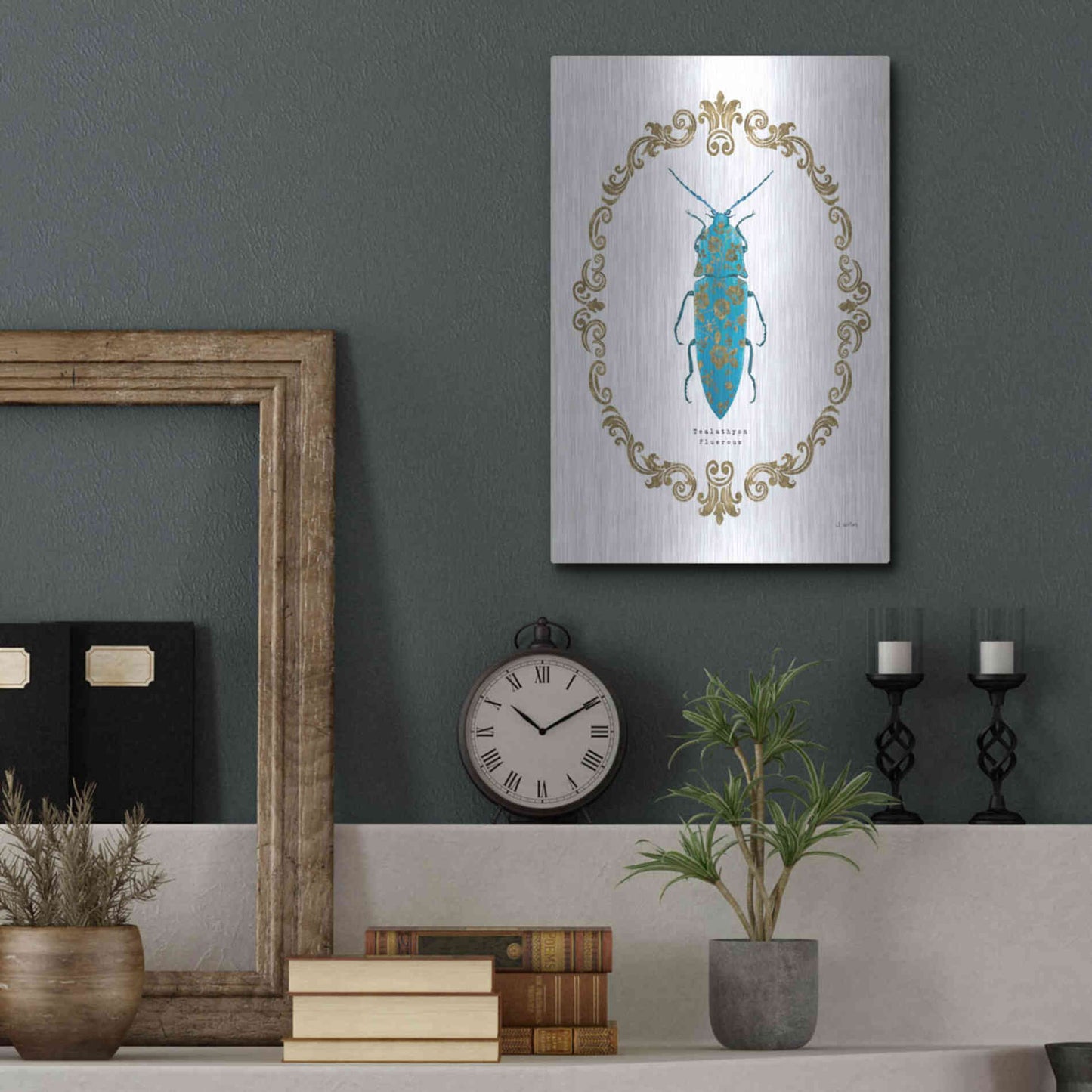 Luxe Metal Art 'Adorning Coleoptera VIII' by James Wiens, Metal Wall Art,12x16
