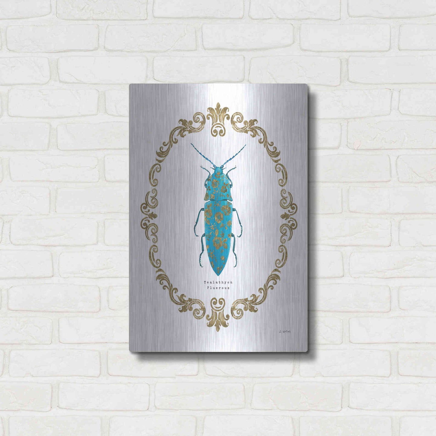 Luxe Metal Art 'Adorning Coleoptera VIII' by James Wiens, Metal Wall Art,16x24