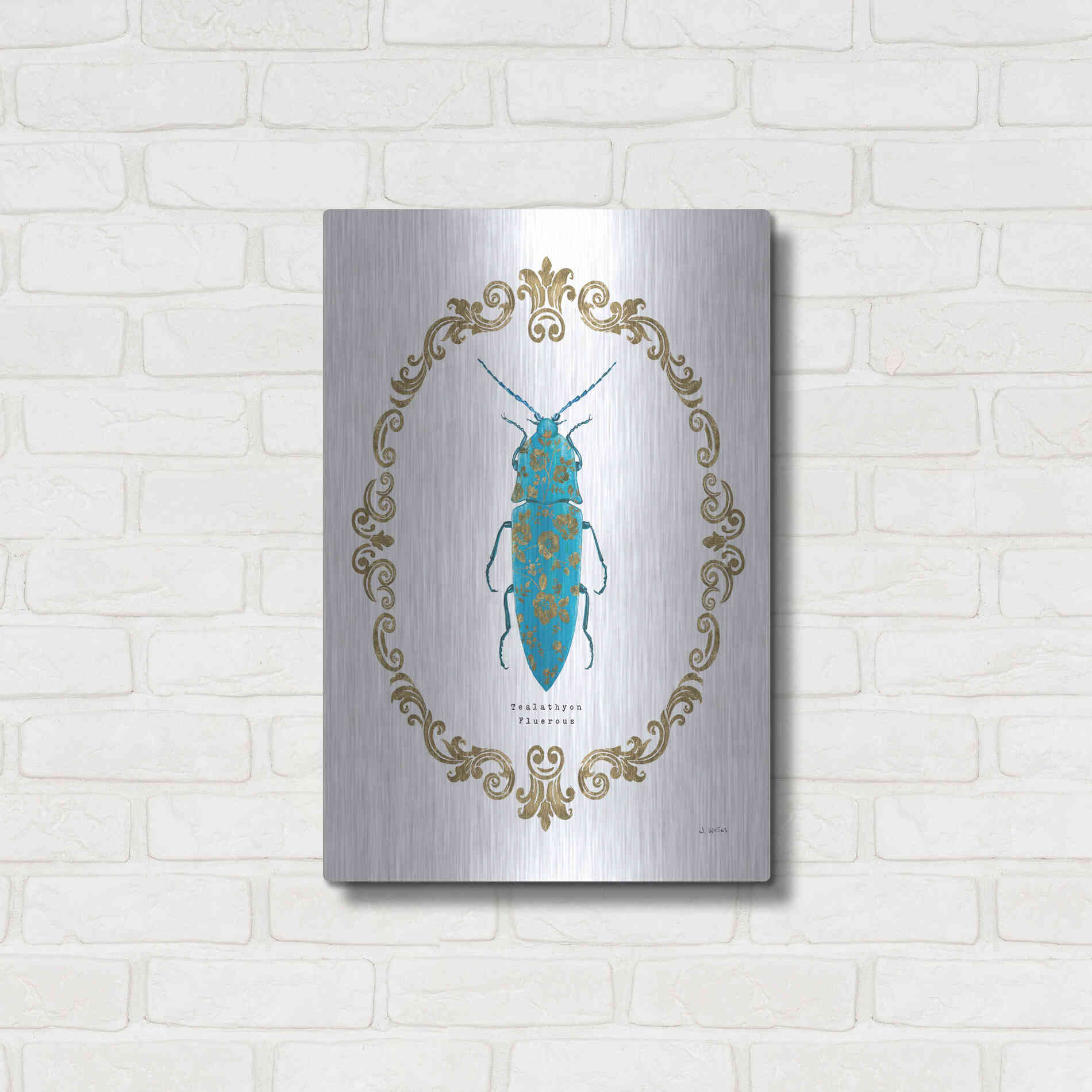 Luxe Metal Art 'Adorning Coleoptera VIII' by James Wiens, Metal Wall Art,16x24