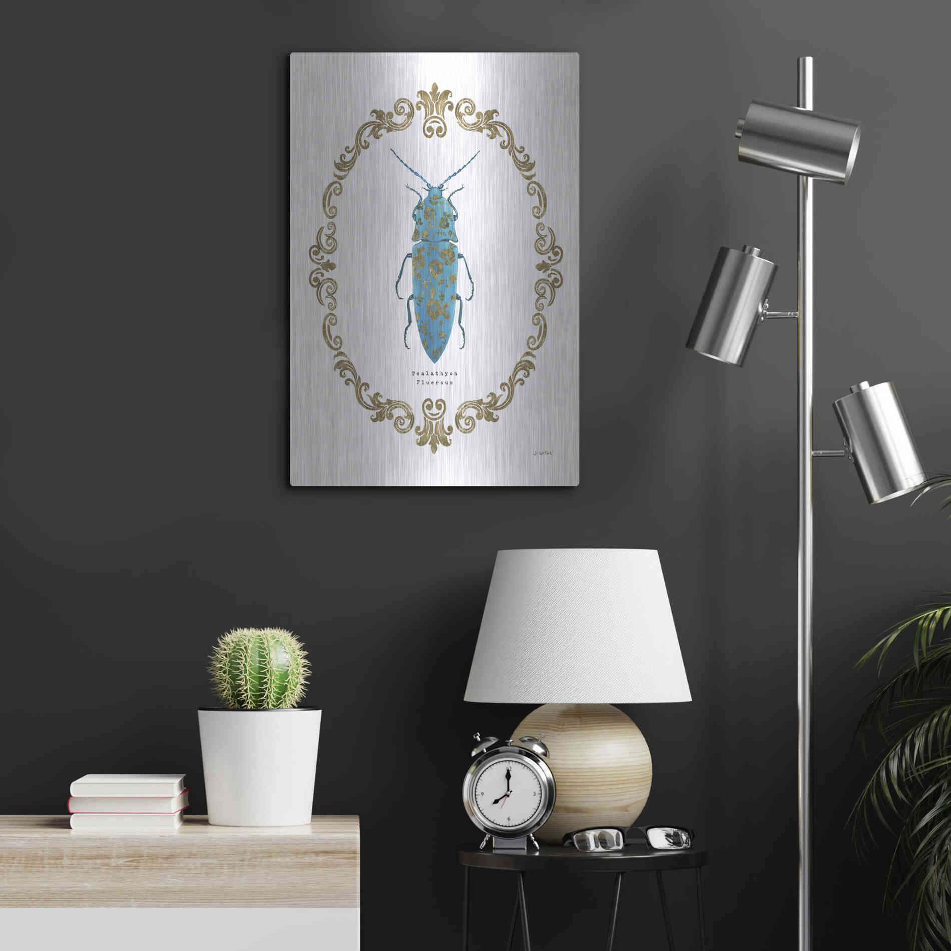 Luxe Metal Art 'Adorning Coleoptera VIII' by James Wiens, Metal Wall Art,16x24
