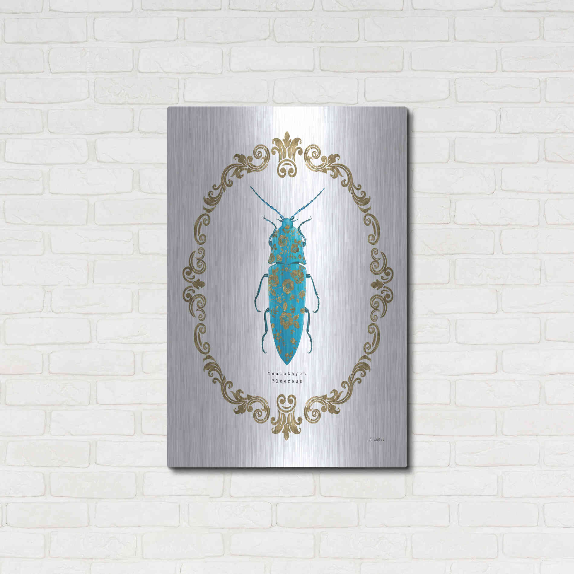 Luxe Metal Art 'Adorning Coleoptera VIII' by James Wiens, Metal Wall Art,24x36