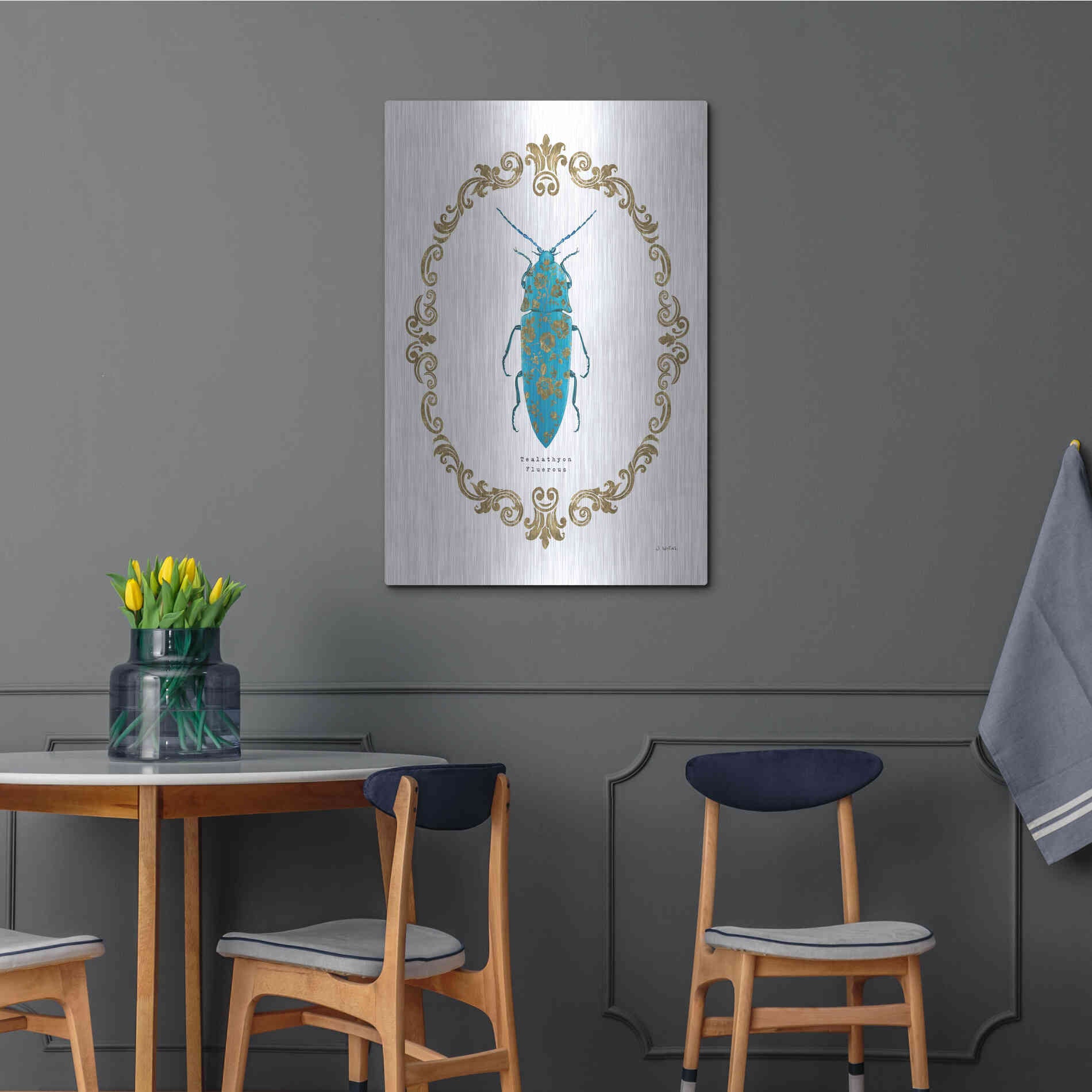Luxe Metal Art 'Adorning Coleoptera VIII' by James Wiens, Metal Wall Art,24x36