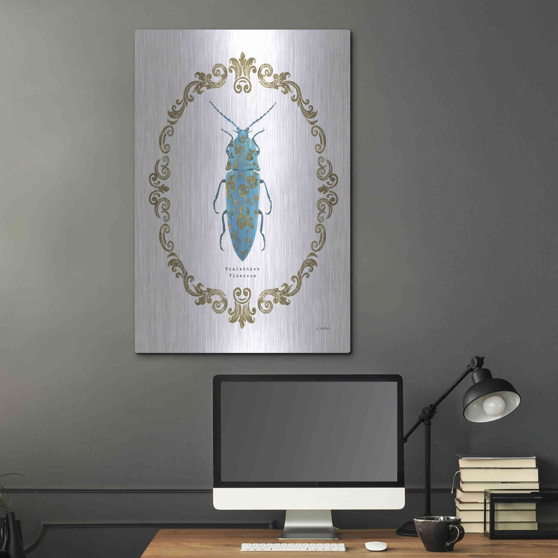 Luxe Metal Art 'Adorning Coleoptera VIII' by James Wiens, Metal Wall Art,24x36