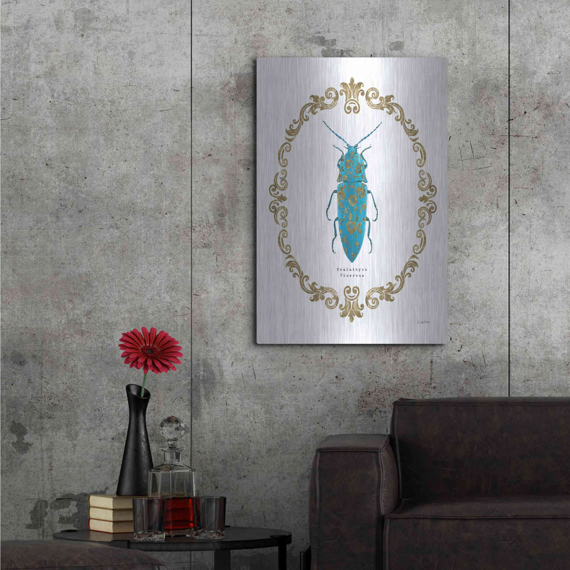 Luxe Metal Art 'Adorning Coleoptera VIII' by James Wiens, Metal Wall Art,24x36