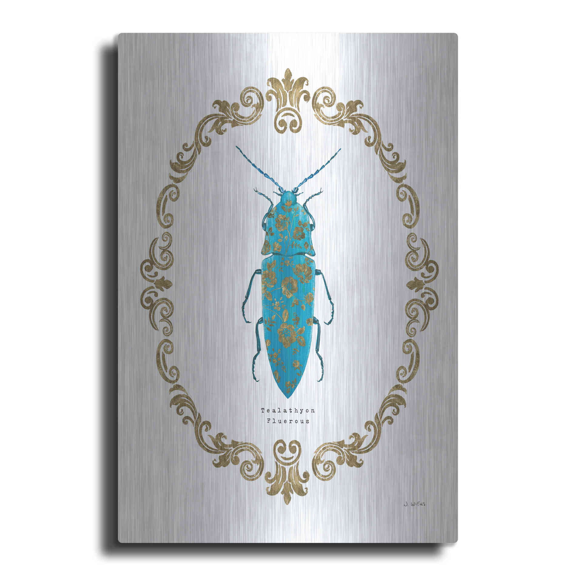 Luxe Metal Art 'Adorning Coleoptera VIII' by James Wiens, Metal Wall Art