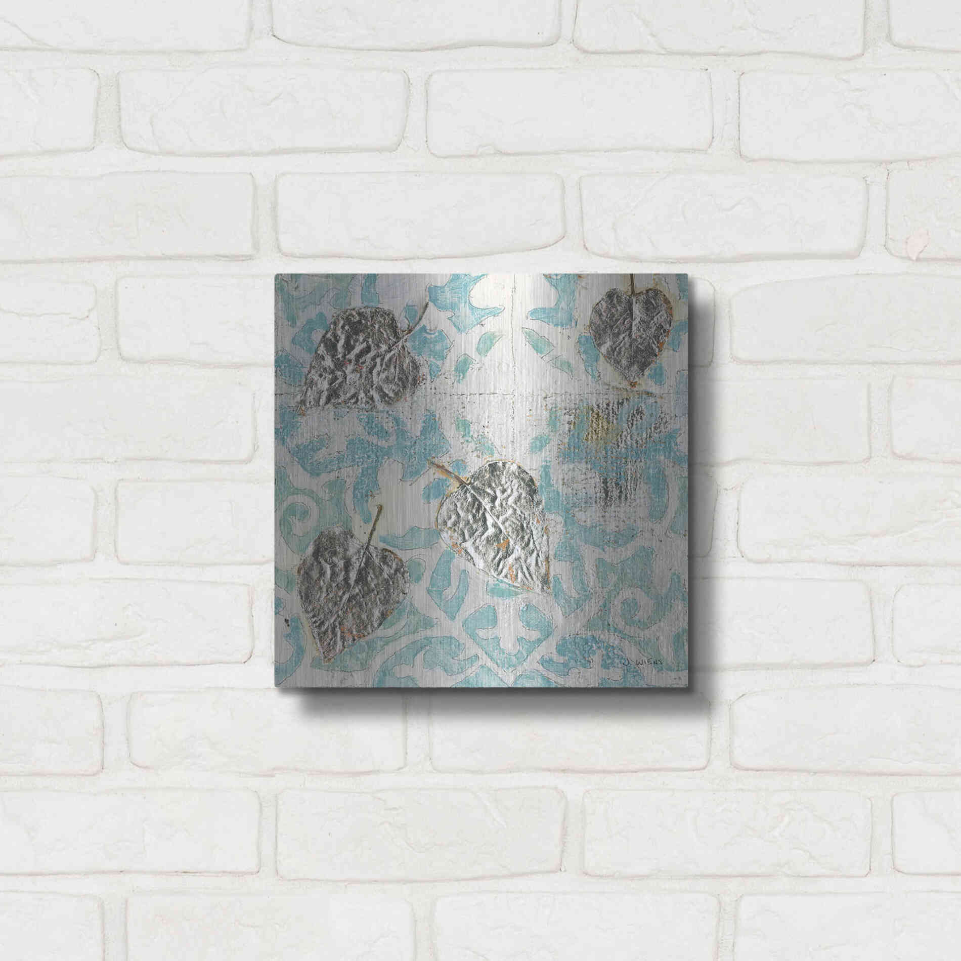 Luxe Metal Art 'Gracefully Blue I' by James Wiens, Metal Wall Art,12x12