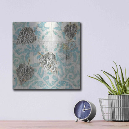 Luxe Metal Art 'Gracefully Blue I' by James Wiens, Metal Wall Art,12x12