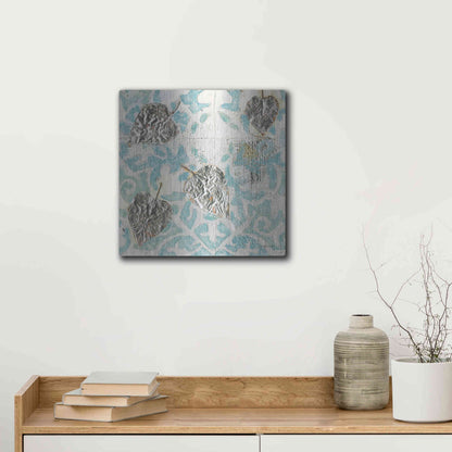 Luxe Metal Art 'Gracefully Blue I' by James Wiens, Metal Wall Art,12x12