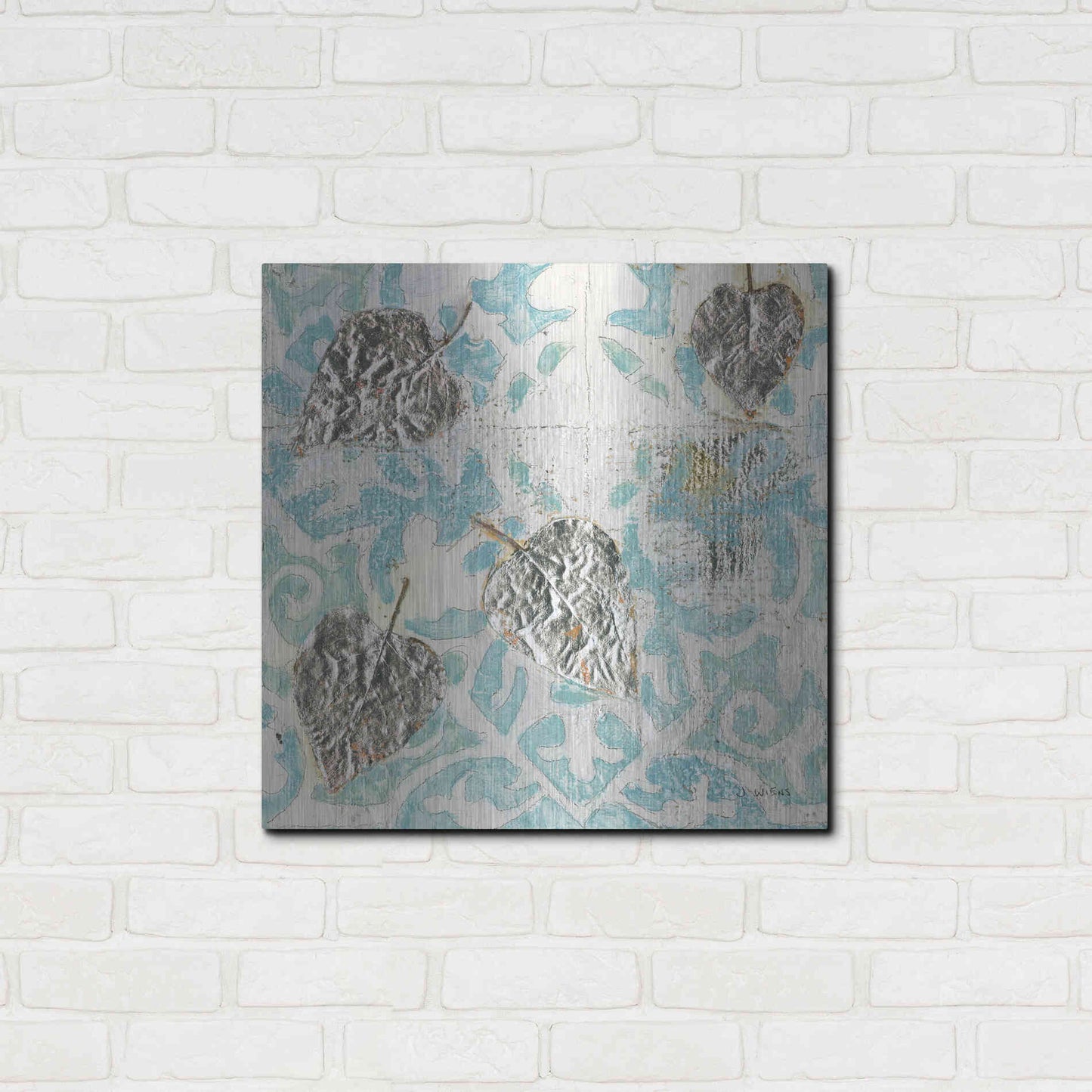 Luxe Metal Art 'Gracefully Blue I' by James Wiens, Metal Wall Art,24x24