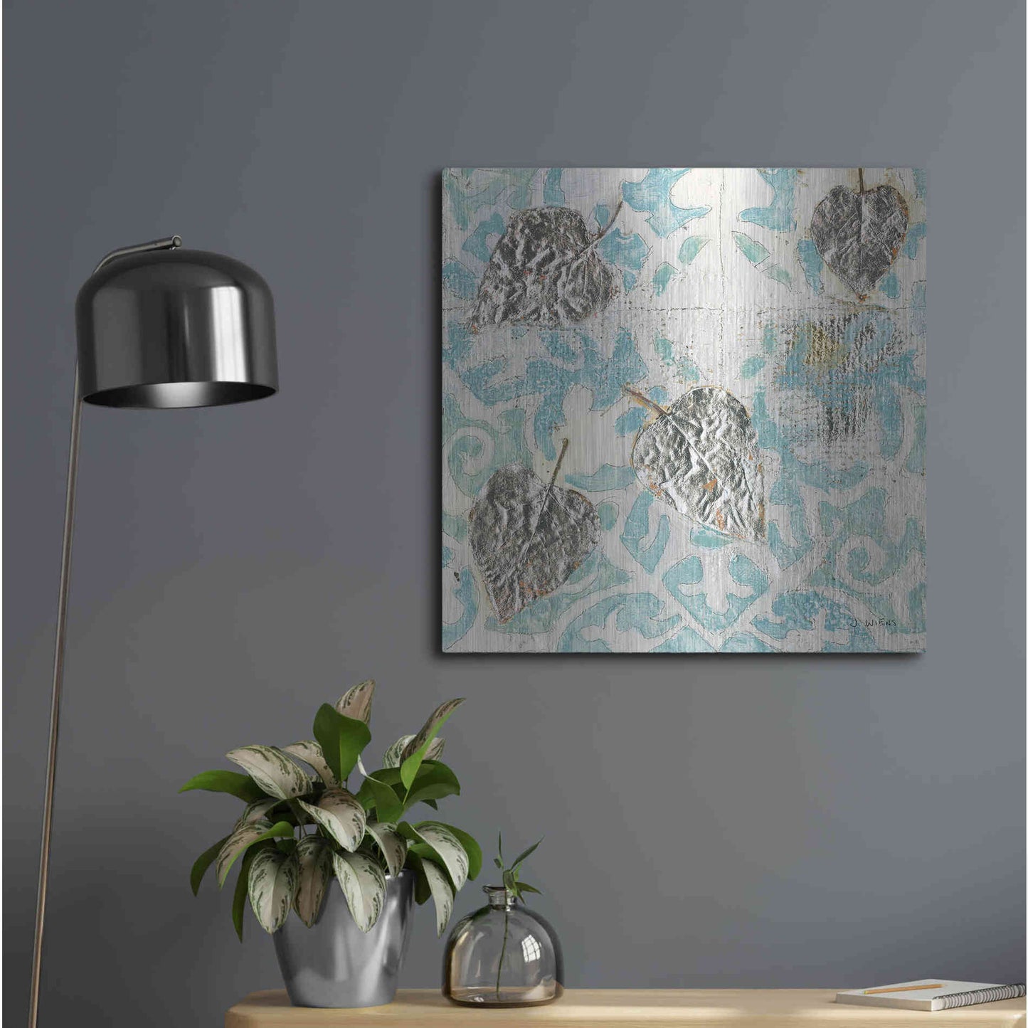 Luxe Metal Art 'Gracefully Blue I' by James Wiens, Metal Wall Art,24x24