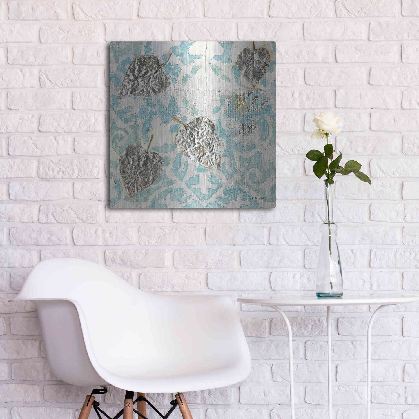 Luxe Metal Art 'Gracefully Blue I' by James Wiens, Metal Wall Art,24x24