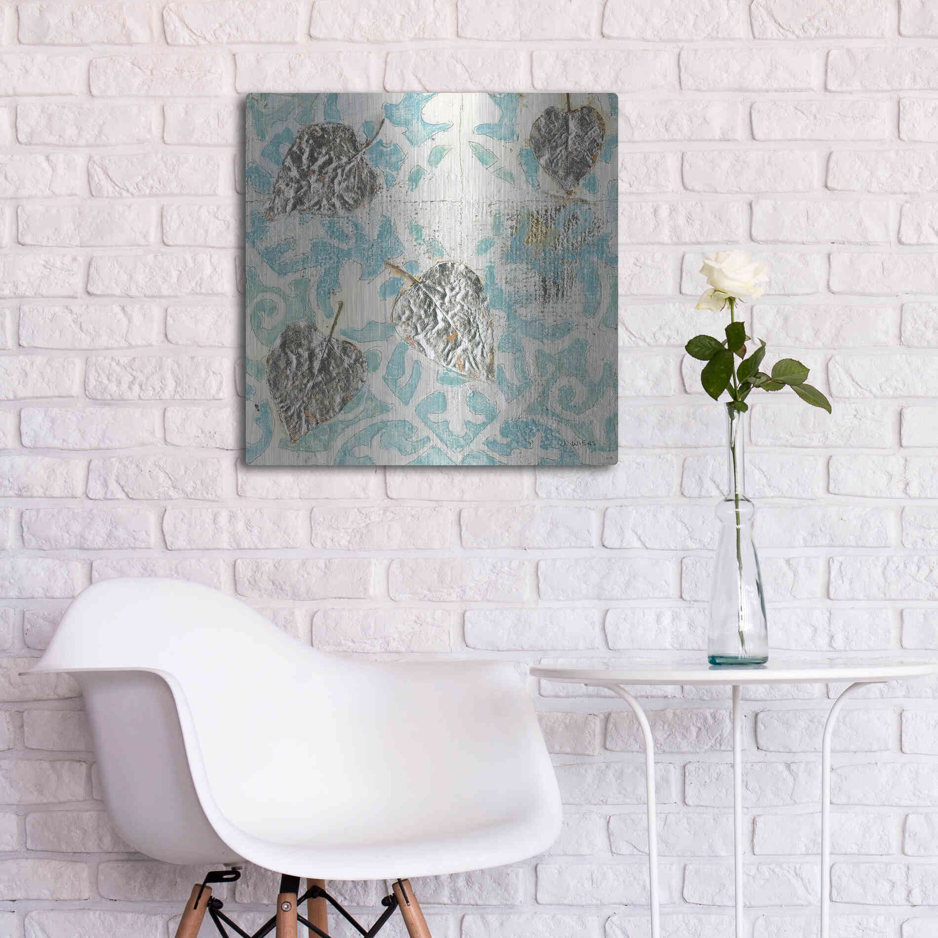 Luxe Metal Art 'Gracefully Blue I' by James Wiens, Metal Wall Art,24x24