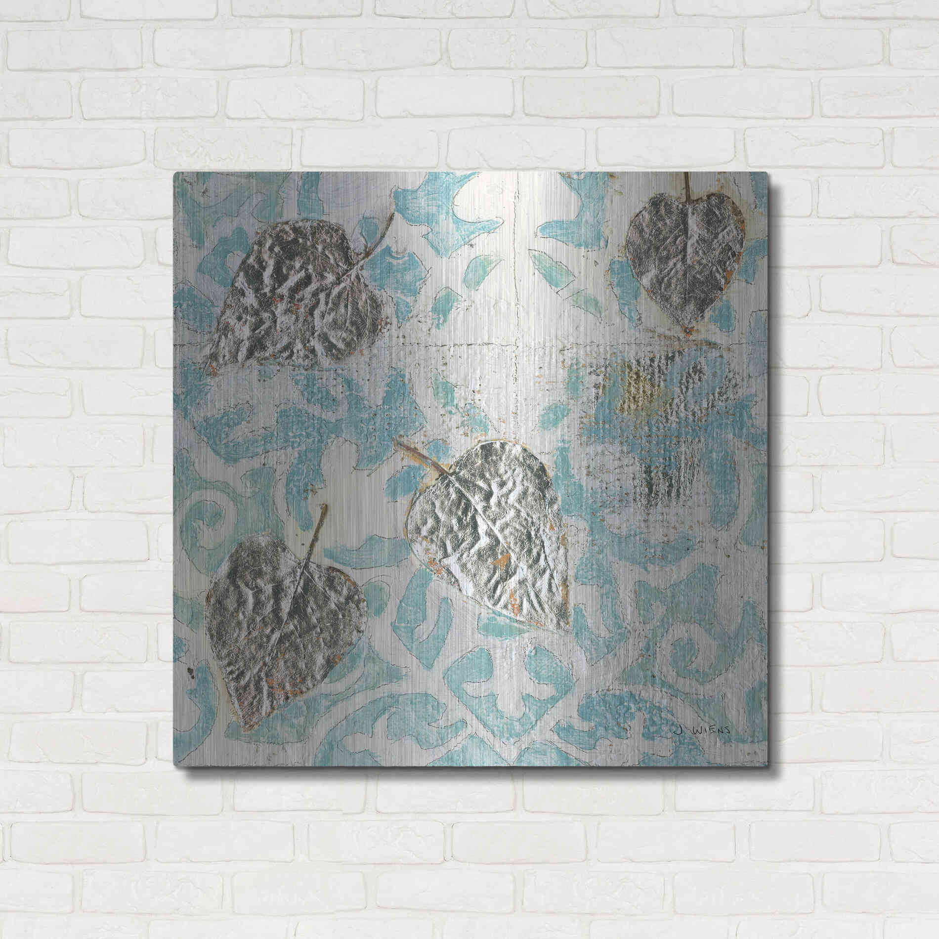 Luxe Metal Art 'Gracefully Blue I' by James Wiens, Metal Wall Art,36x36