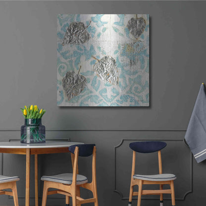 Luxe Metal Art 'Gracefully Blue I' by James Wiens, Metal Wall Art,36x36