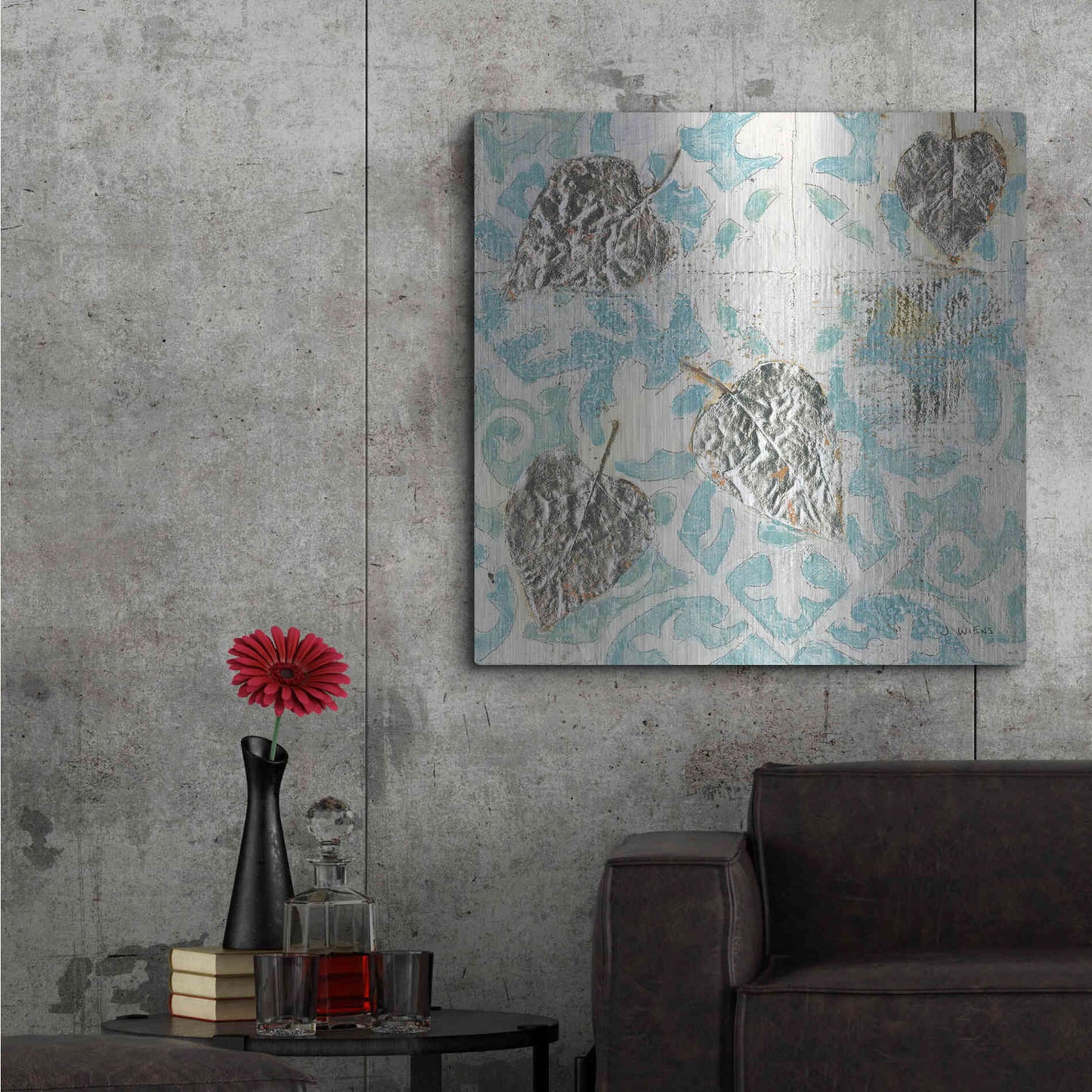 Luxe Metal Art 'Gracefully Blue I' by James Wiens, Metal Wall Art,36x36