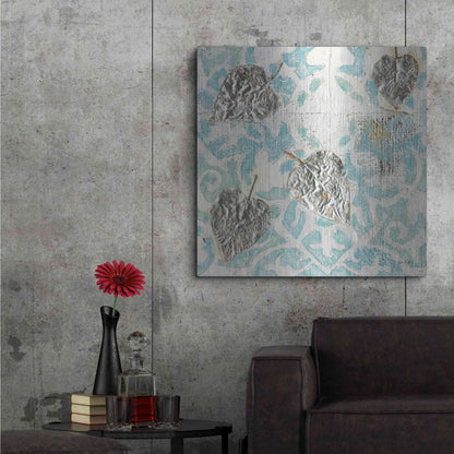 Luxe Metal Art 'Gracefully Blue I' by James Wiens, Metal Wall Art,36x36