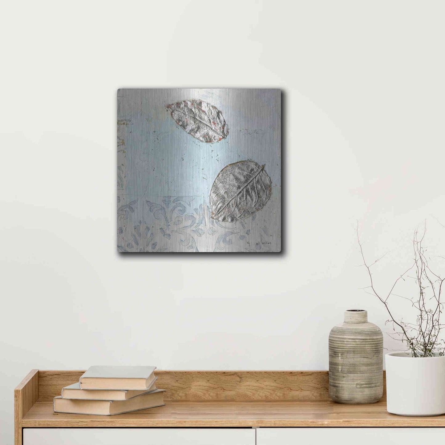 Luxe Metal Art 'Gracefully Blue II' by James Wiens, Metal Wall Art,12x12