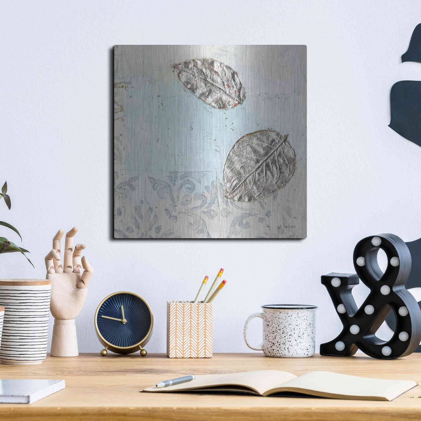 Luxe Metal Art 'Gracefully Blue II' by James Wiens, Metal Wall Art,12x12