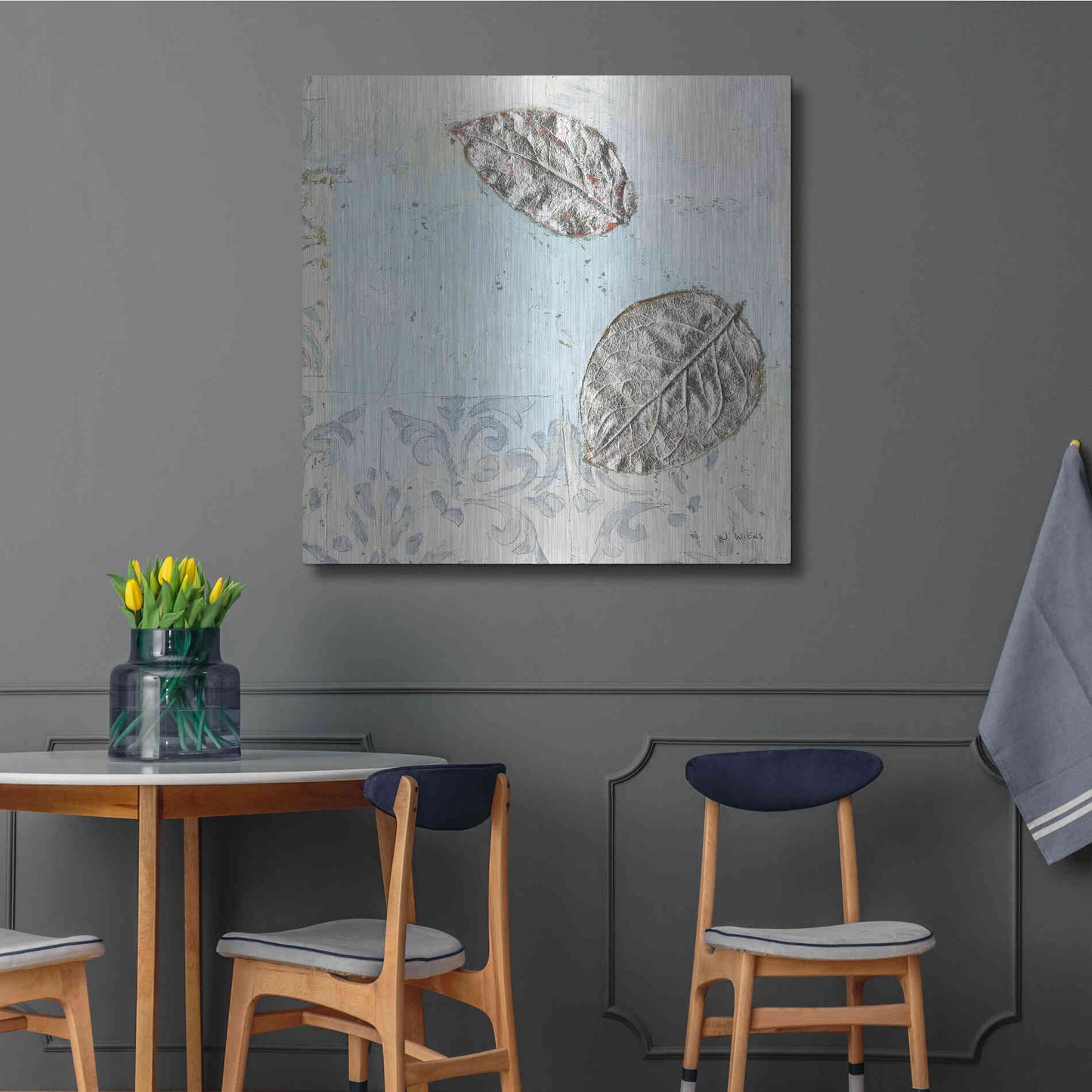 Luxe Metal Art 'Gracefully Blue II' by James Wiens, Metal Wall Art,36x36