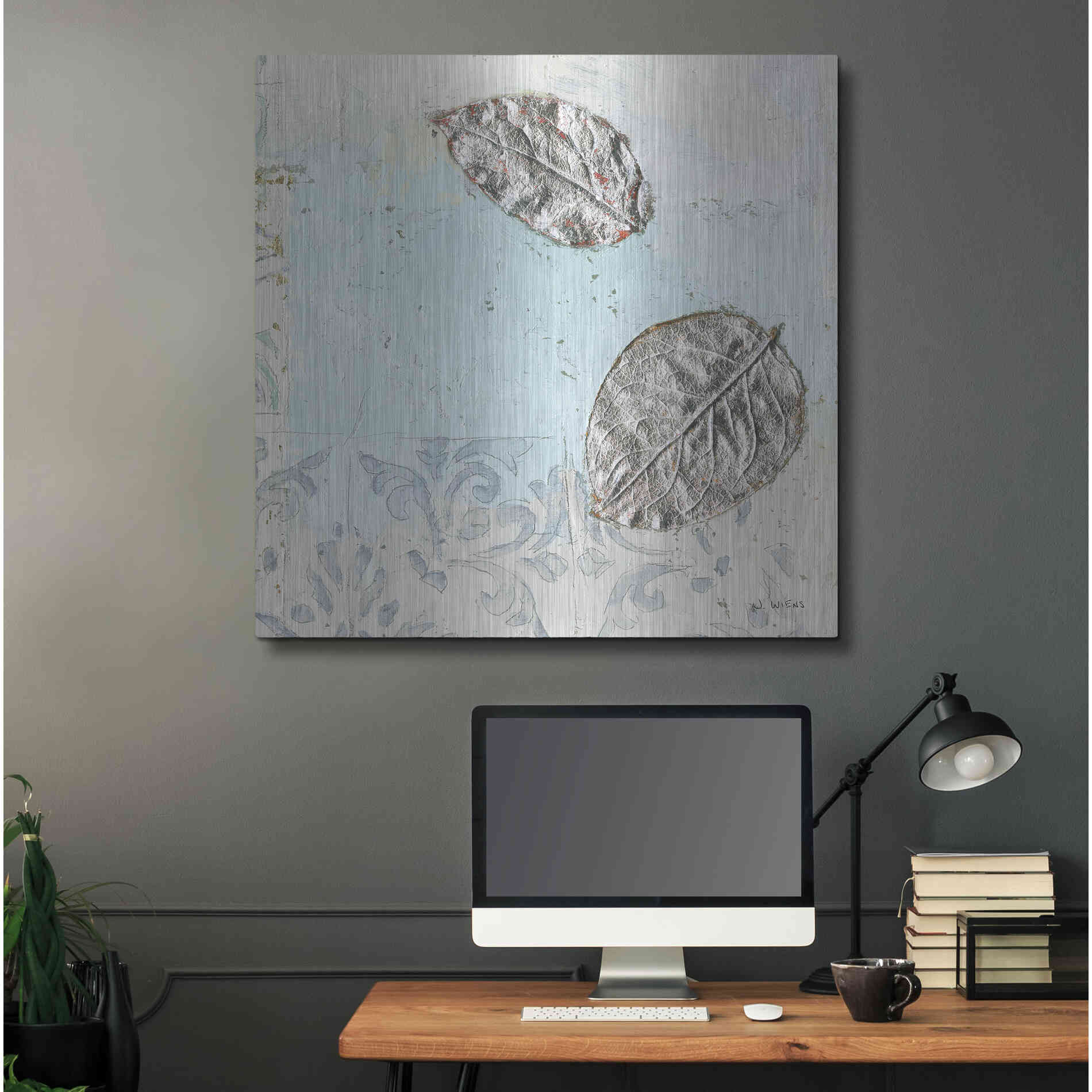Luxe Metal Art 'Gracefully Blue II' by James Wiens, Metal Wall Art,36x36