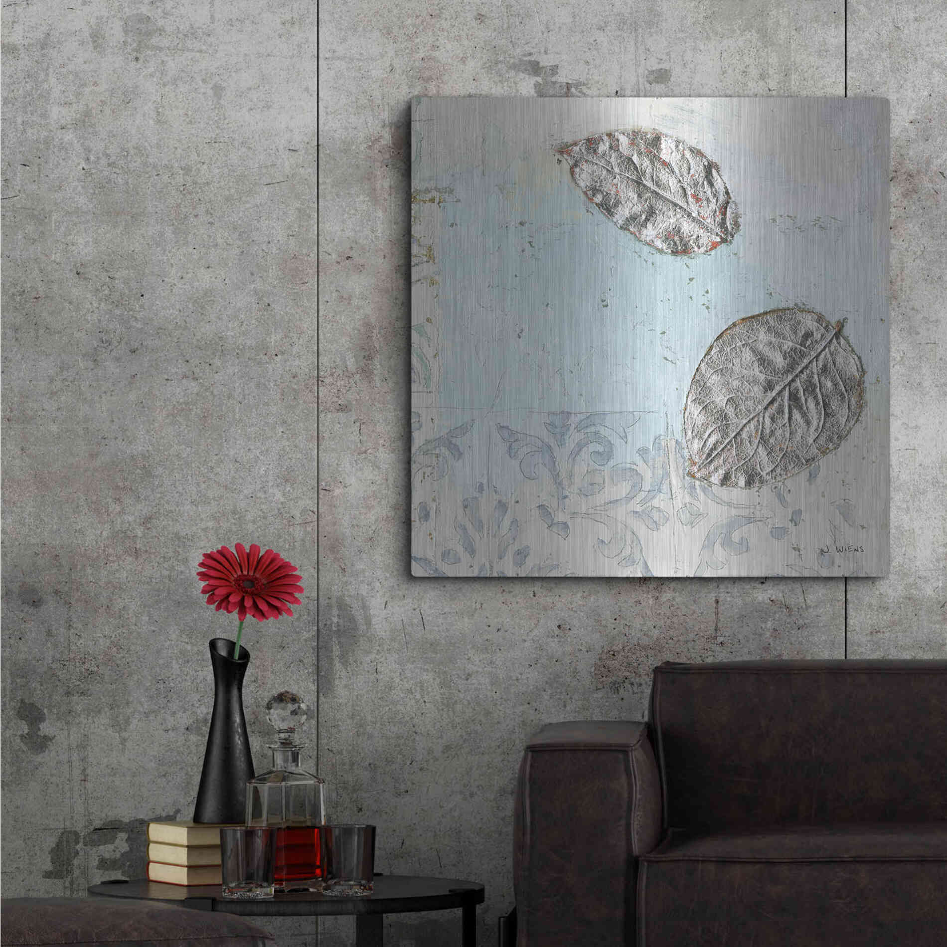 Luxe Metal Art 'Gracefully Blue II' by James Wiens, Metal Wall Art,36x36