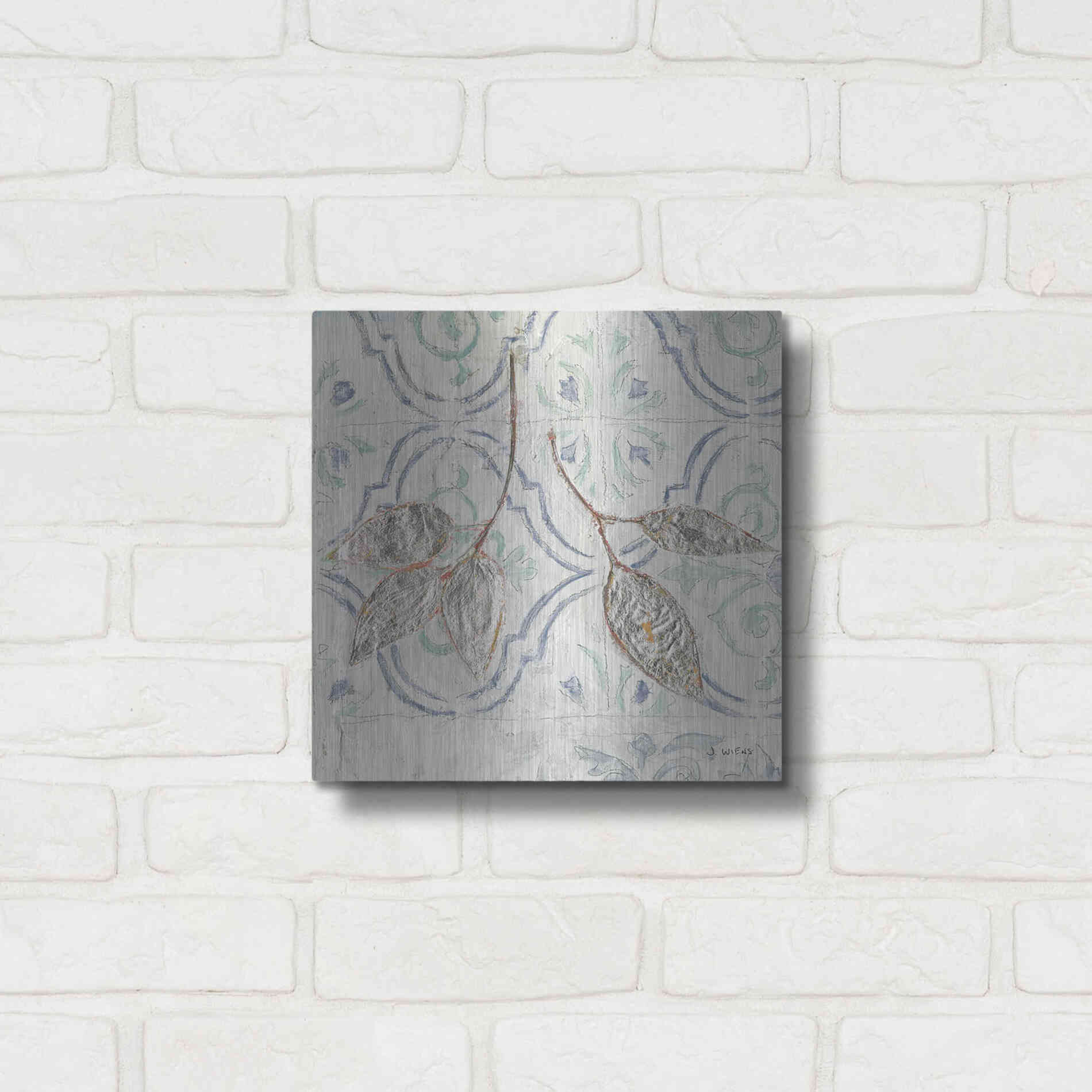 Luxe Metal Art 'Gracefully Blue III' by James Wiens, Metal Wall Art,12x12